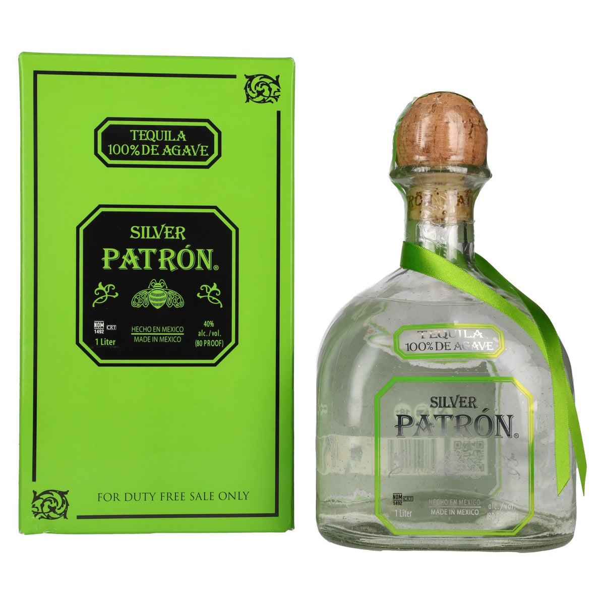 Patrón Tequila Silver 40% ABV, 1 litre, in a gift box
