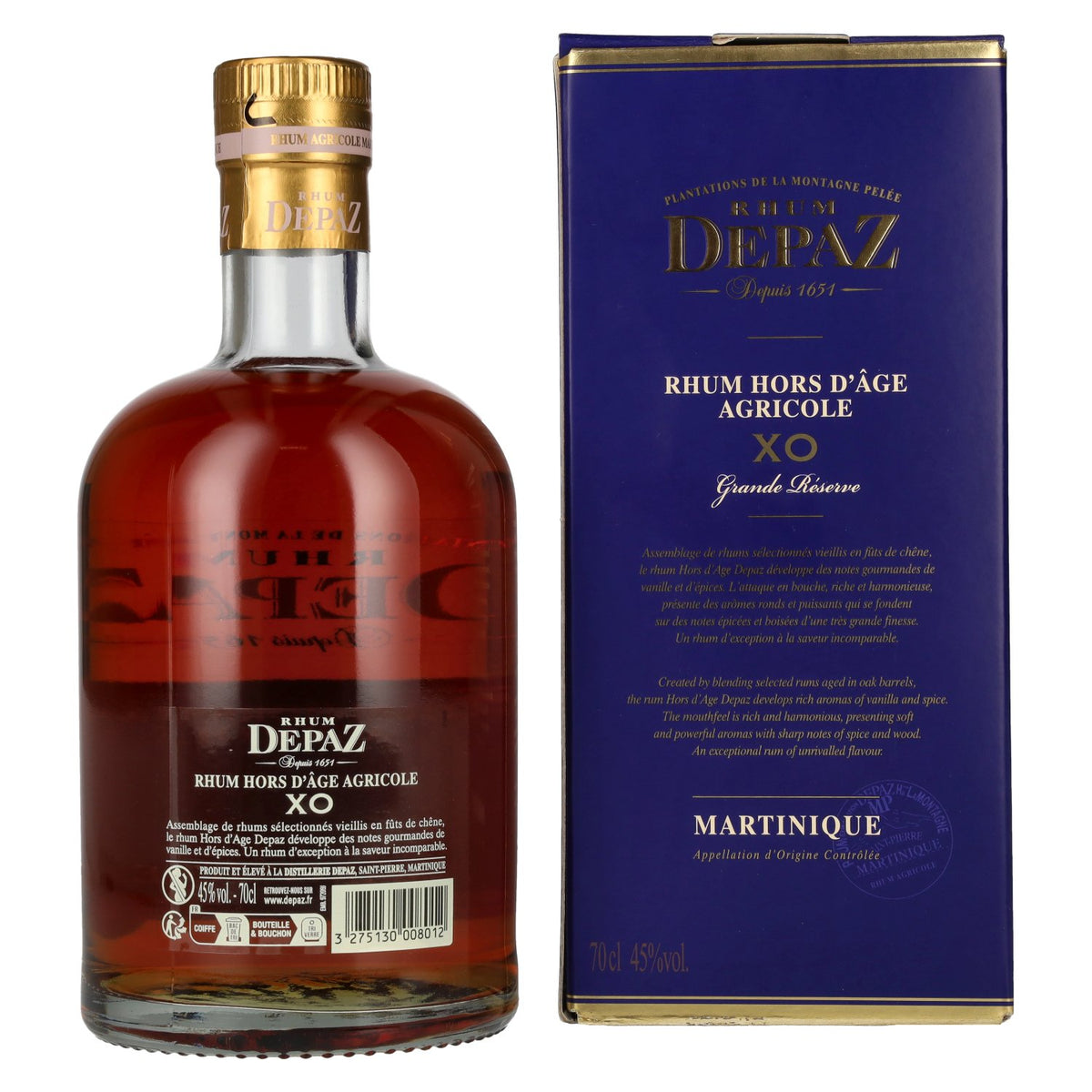 Depaz Rhum Hors D'Âge Agricole XO Grande Réserve 45% Vol. 0,7l in gift box