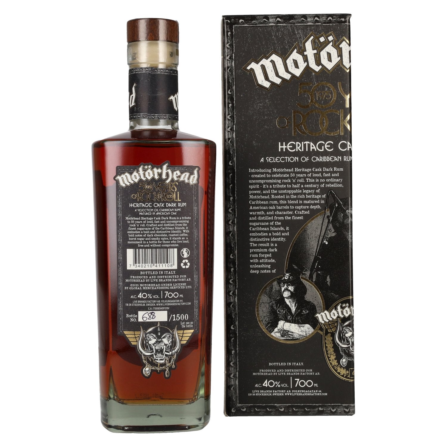 Motörhead 50 Years of Rock & Roll Heritage Cask Dark Rum 40% Vol. 0,7l in Geschenkbox