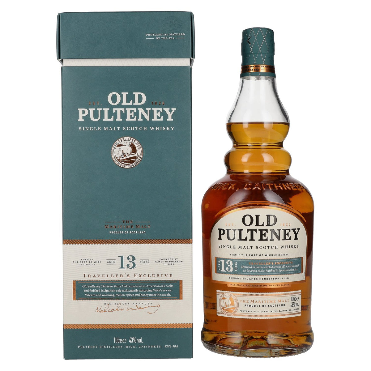 Old Pulteney 13 Years Old Single Malt Scotch Whisky 43% Vol. 1l in Gift Box