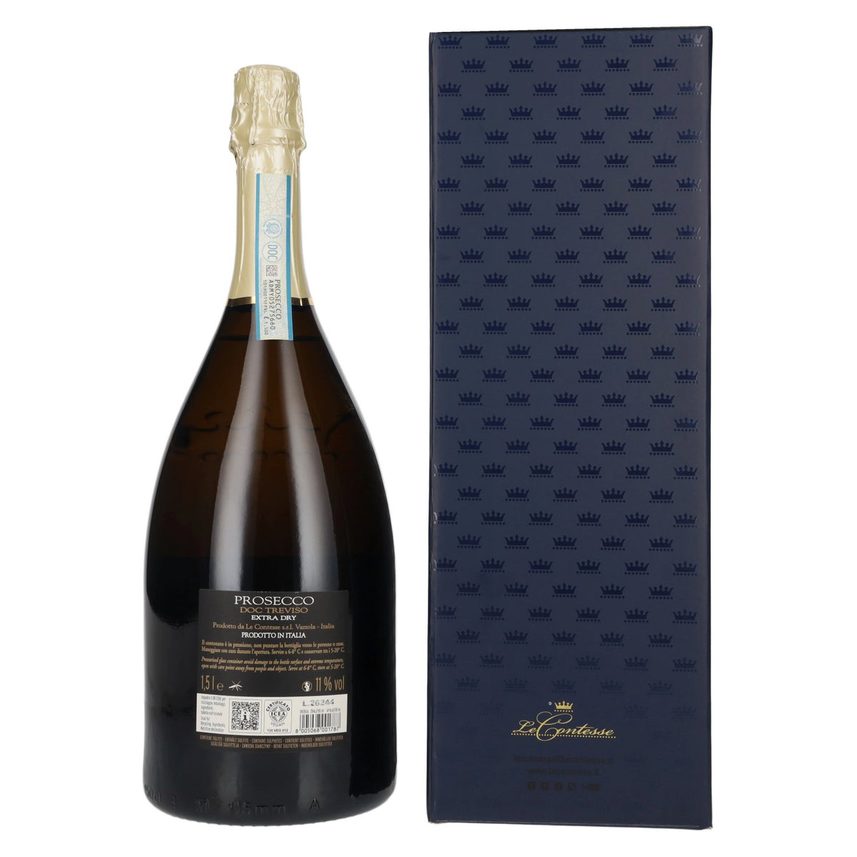 Le Contesse Prosecco DOC Treviso Extra Dry 11% Vol. 1,5l in Geschenkbox DARK BLUE