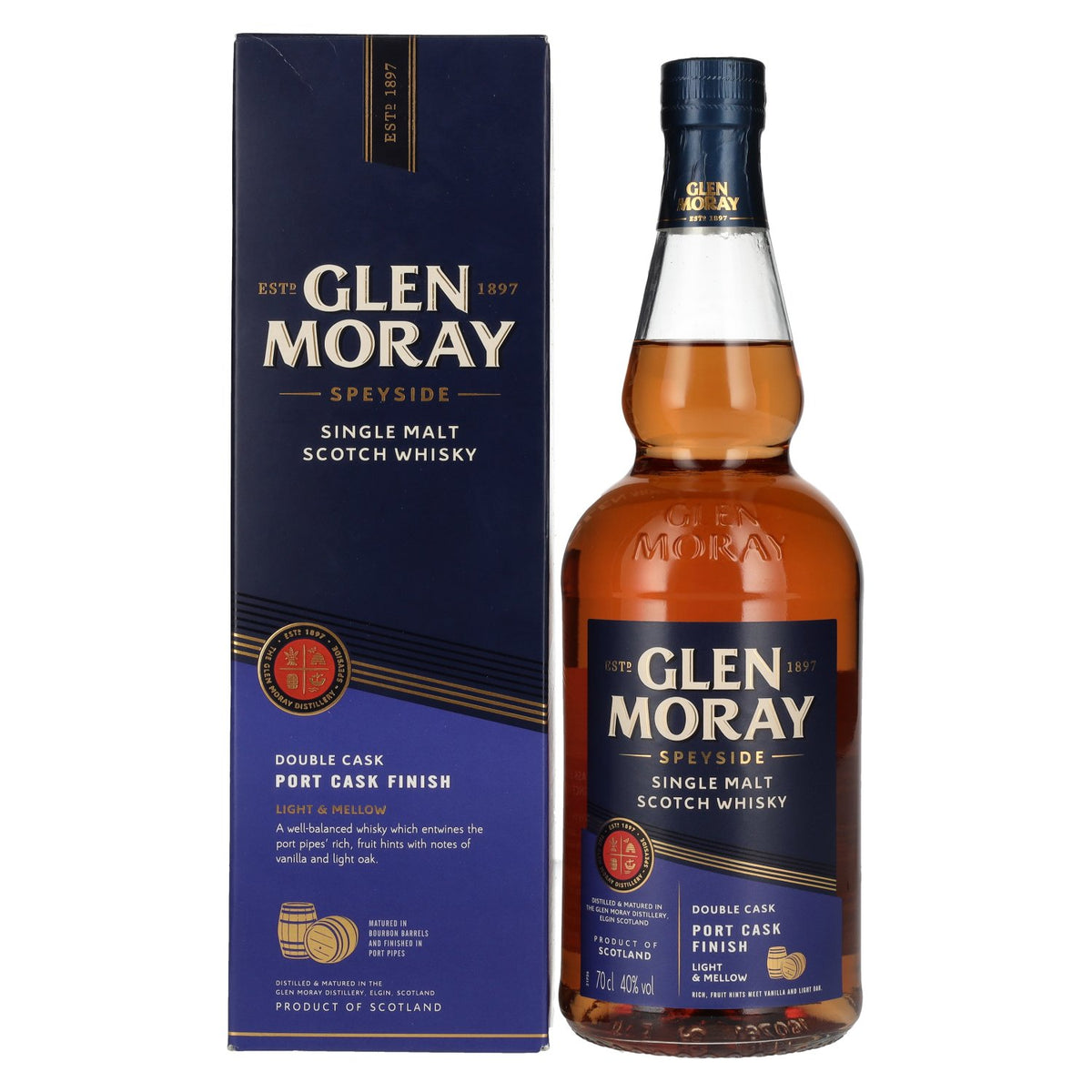 Glen Moray Elgin Classic Port Cask Finish Small Batch Release 40% Vol. 0.7L in Gift Box