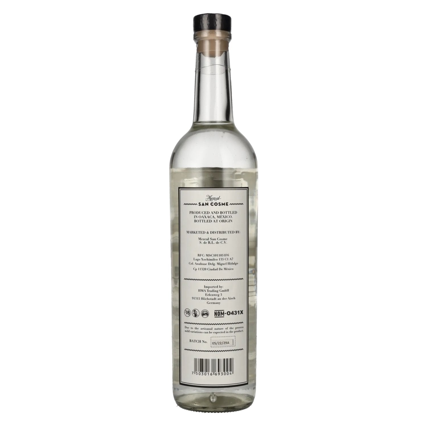 San Cosme Oaxaca Mexico Mezcal Joven 100% Agave 40% Vol. 0.7l