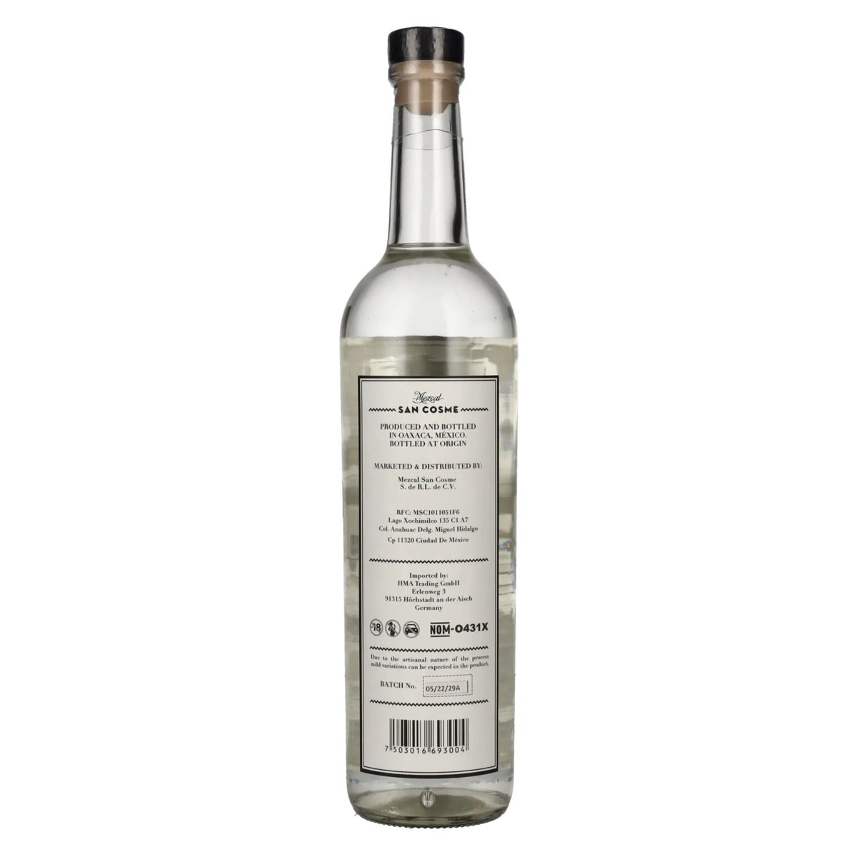 San Cosme Oaxaca Mexico Mezcal Joven 100% Agave 40% Vol. 0.7l