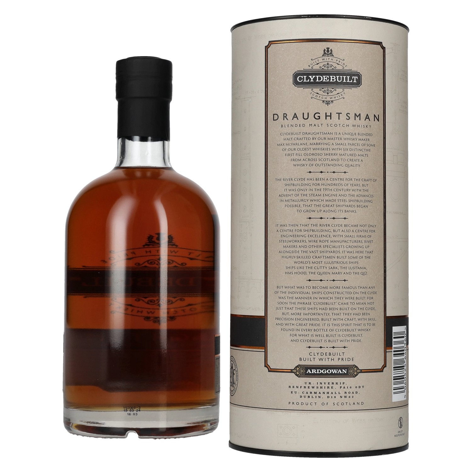 Ardgowan Clydebuilt DRAUGHTSMAN Blendend Malt Scotch Whisky 46% Vol. 0,7l in Geschenkbox