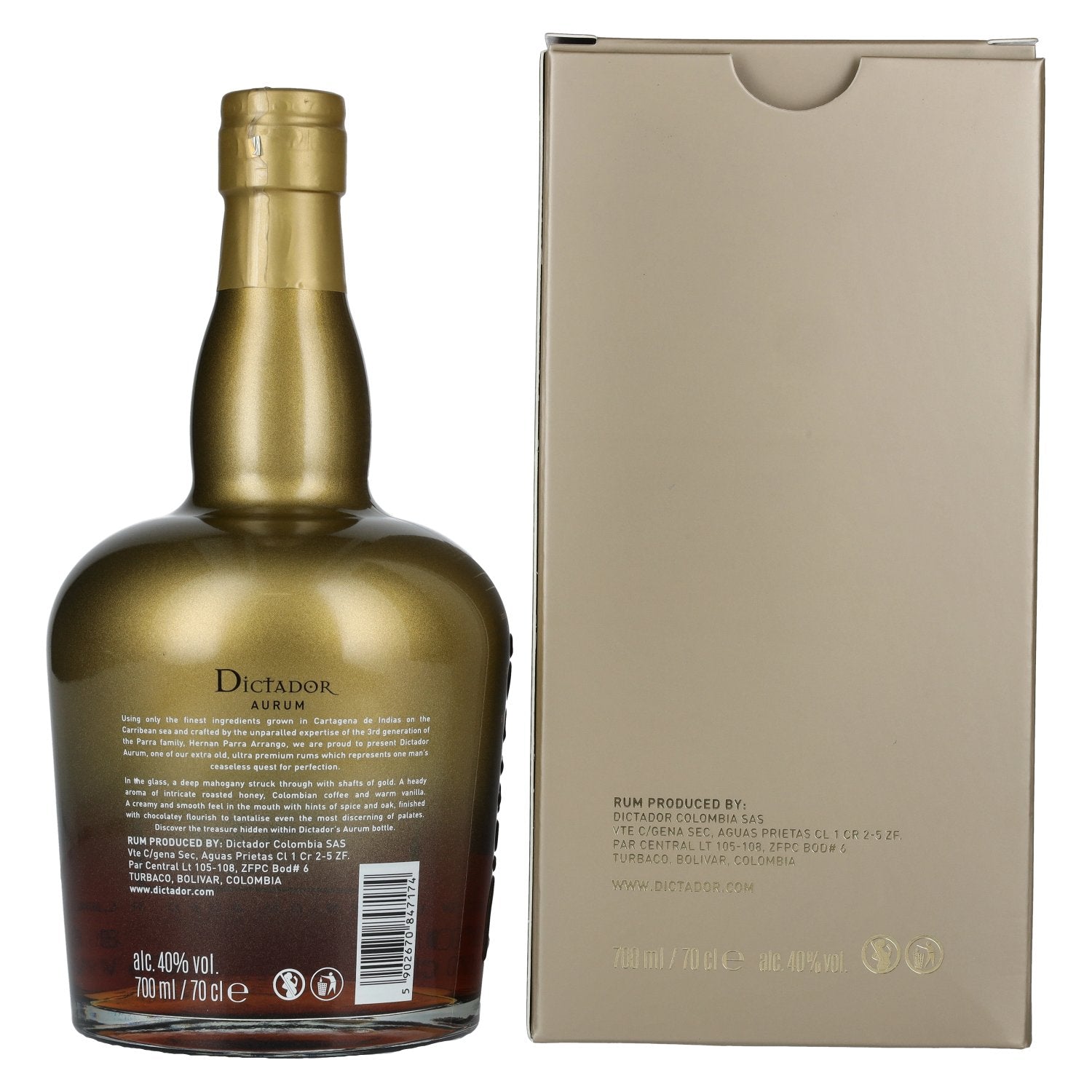 Dictador AURUM Colombian Aged Rum 40% Vol. 0.7L in Gift Box