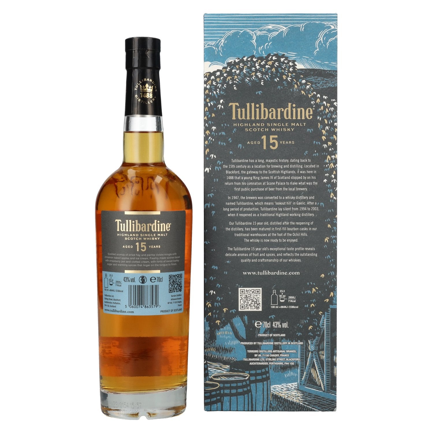 Tullibardine 15 Years Old Highland Single Malt Scotch Whisky 43% Vol. 0,7l in Geschenkbox