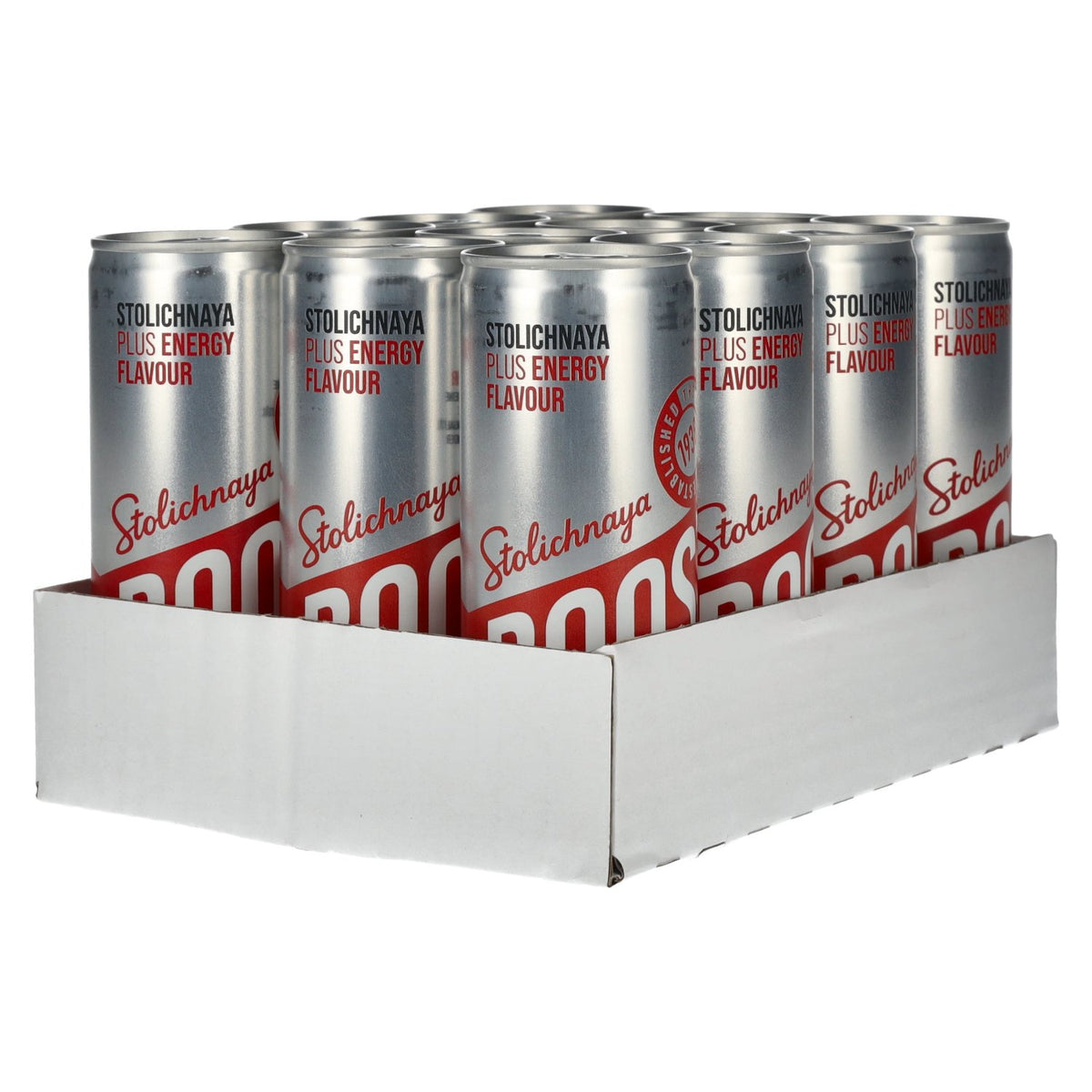 Stolichnaya Boost Plus ENERGY Flavour 5% vol. 12 x 0.25 l tins (deposit required)