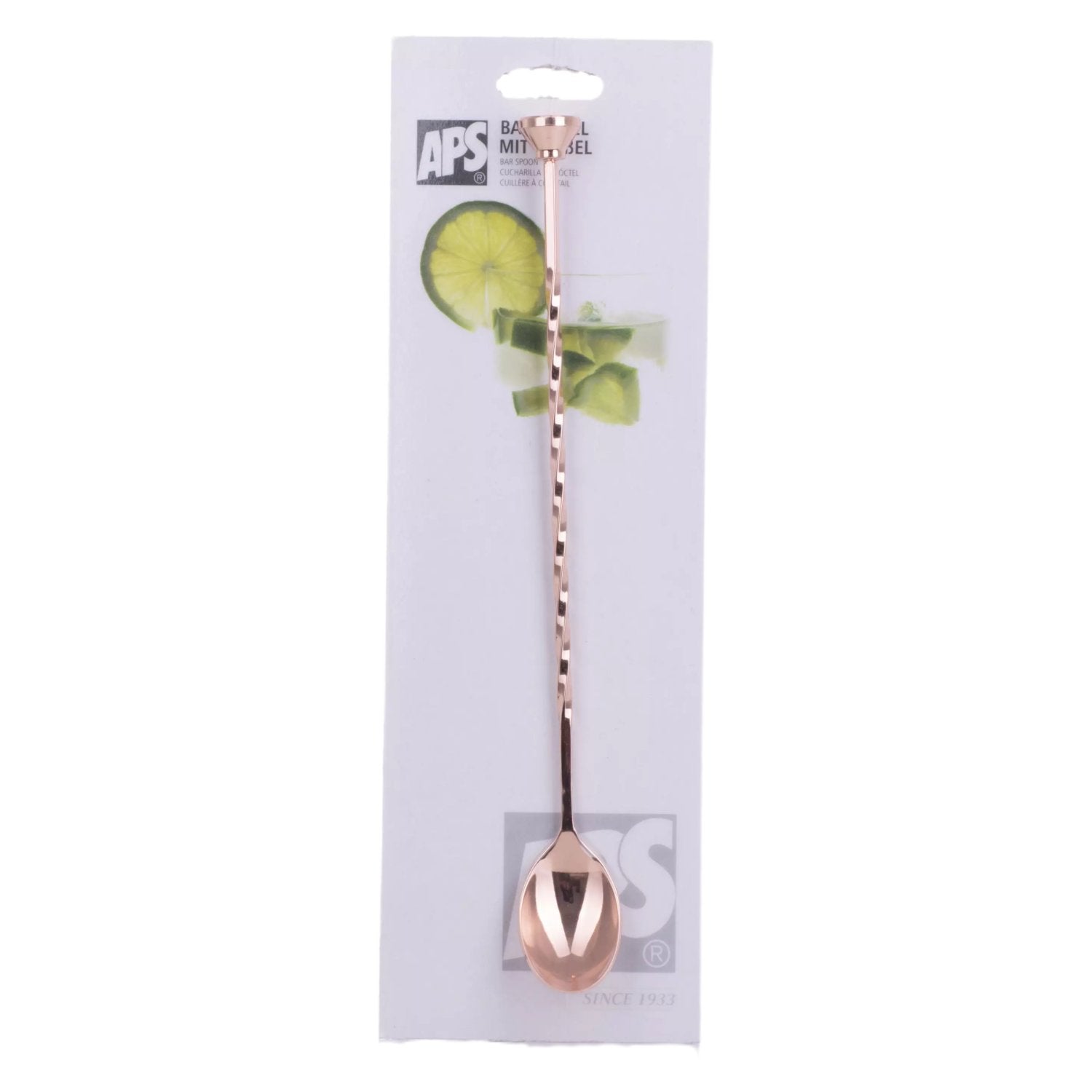 APS Bar Spoon with Muddler Stainless Steel Copper 28 cm
