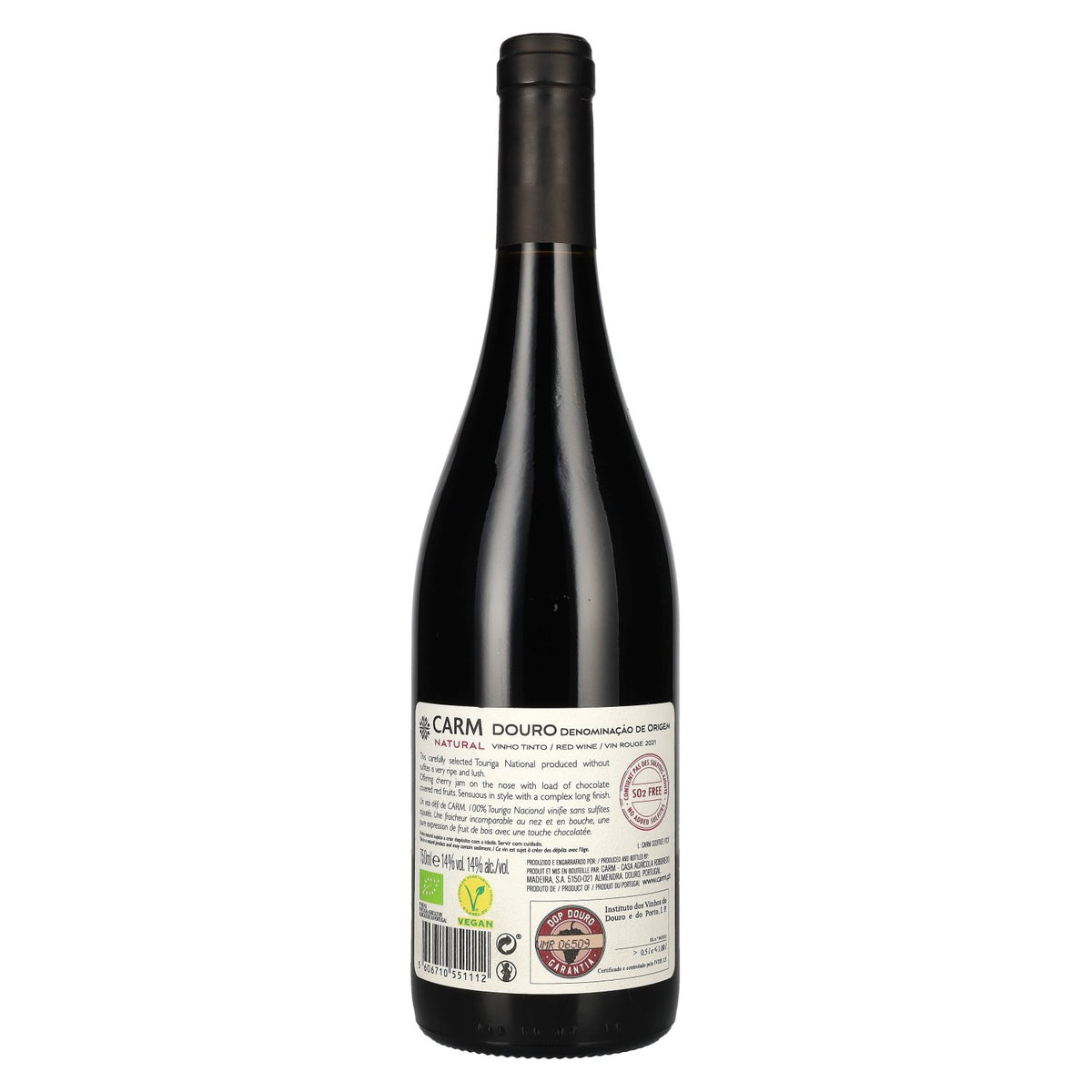 CARM Natural Touriga Nacional Organic Red DOP Douro 2021 14% ABV 0.75 l