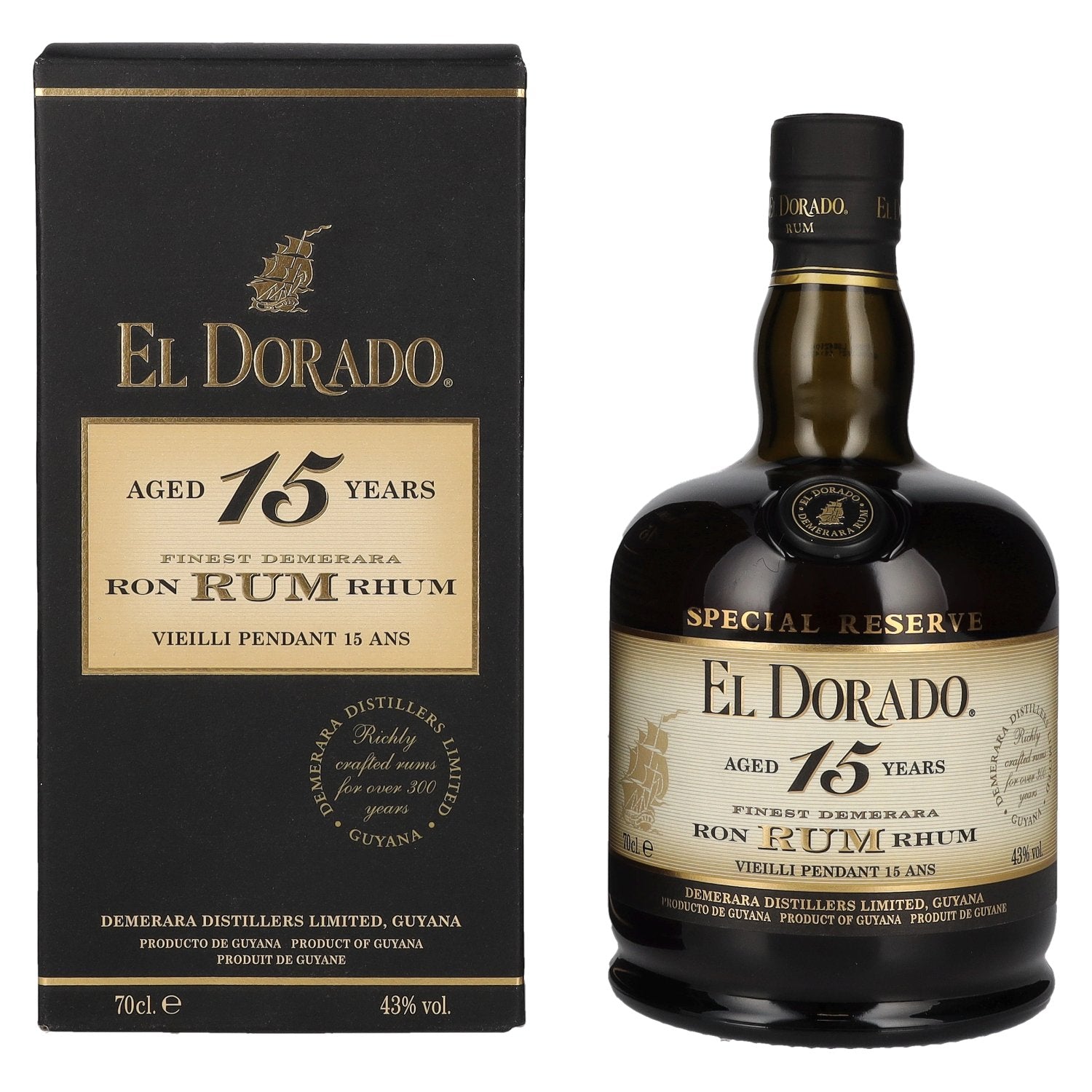 El Dorado 15 Years Old Finest Demerara Rum SPECIAL RESERVE 43% Vol. 0.7l in Gift Box