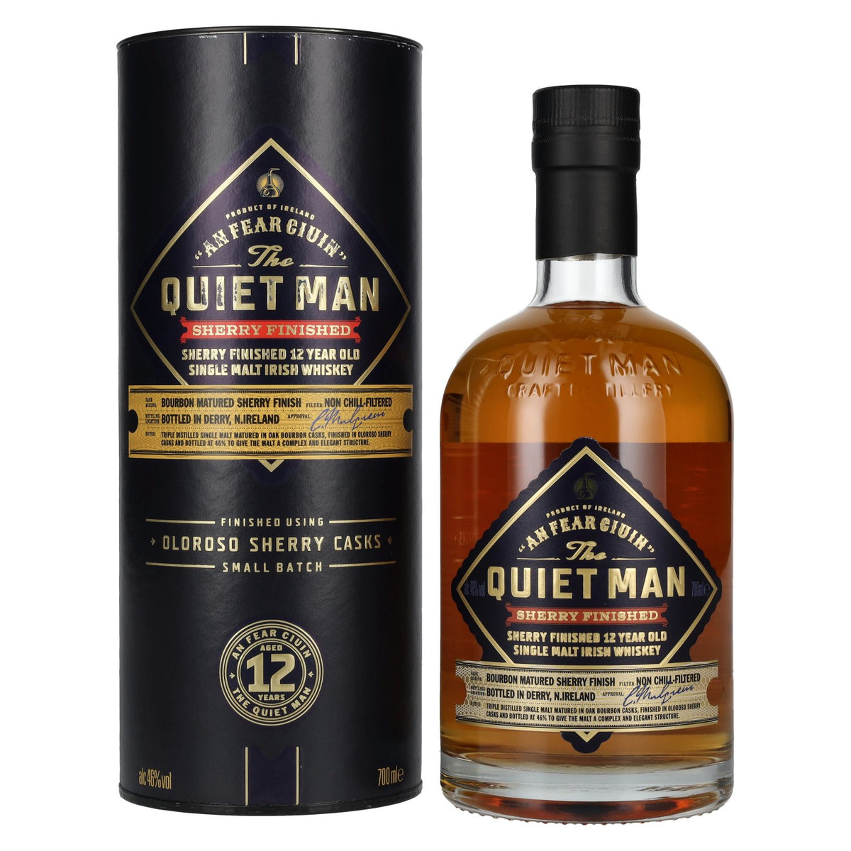 The Quiet Man AN FEAR CIUIN 12 Year Old SHERRY FINISHED 46% Vol. 0.7l in Gift Box