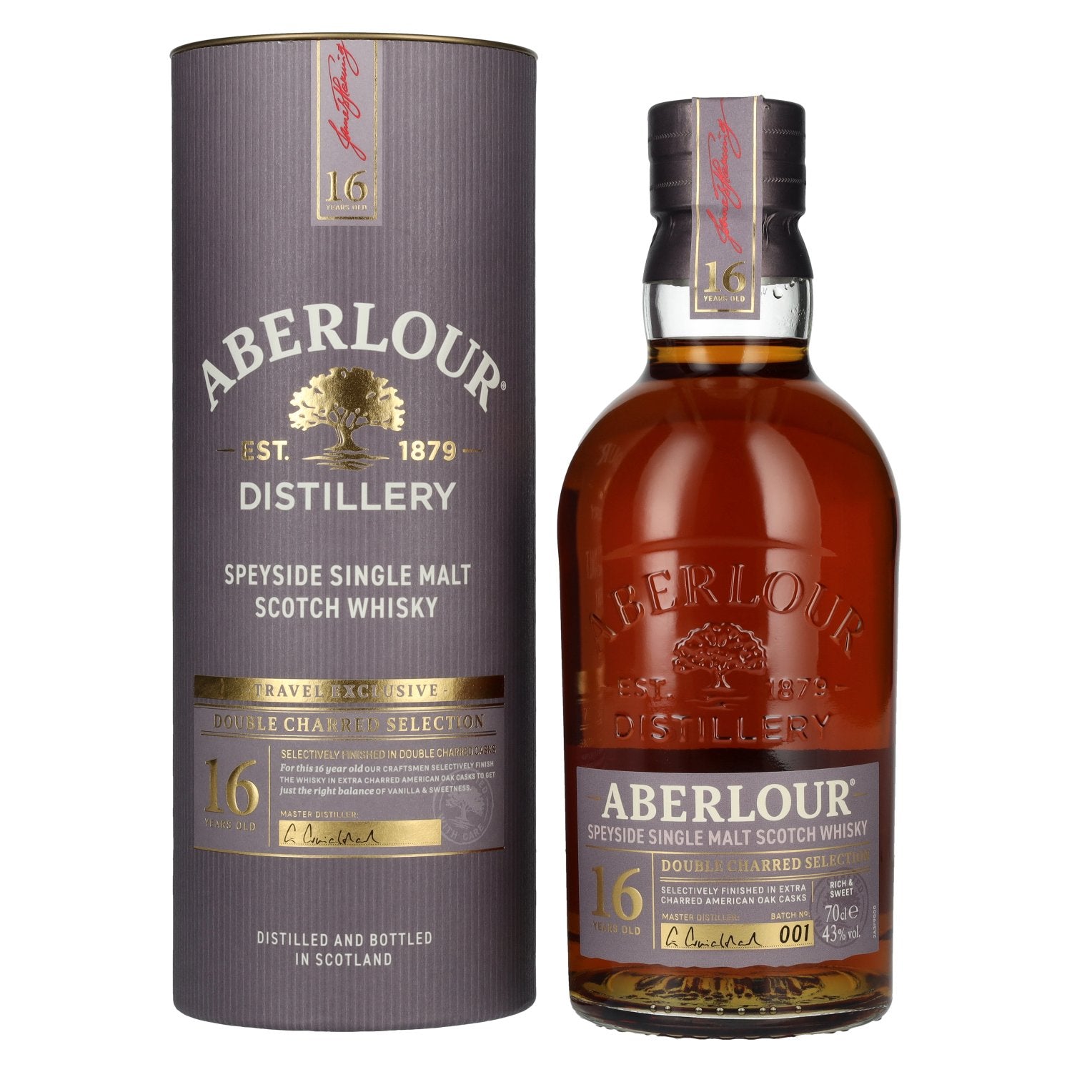 Aberlour 16 Years Old DOUBLE CHARRED SELECTION Travel Exclusive Speyside Single Malt 43% Vol. 0.7l in Gift Box