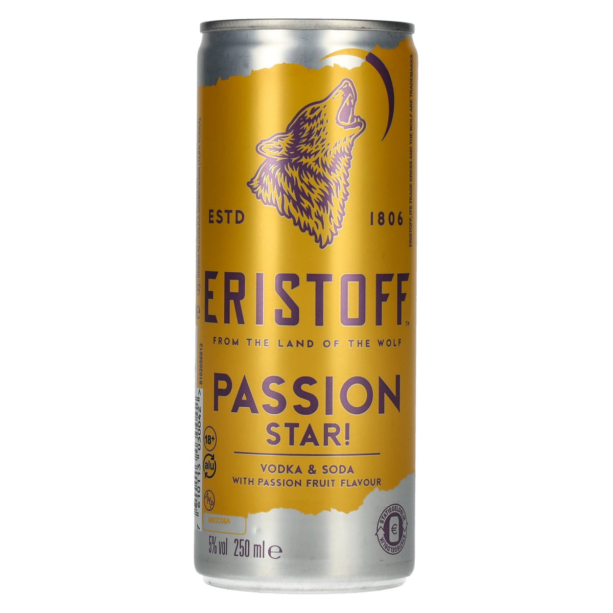 Eristoff Passion Star 5% ABV, 0.25l can, deposit required