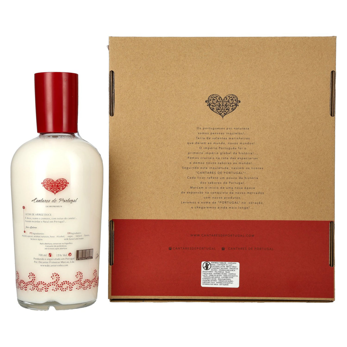 Cantares de Portugal Licor de Arroz Doce 15% Vol. 0,7l in Geschenkbox mit 2 Gläsern