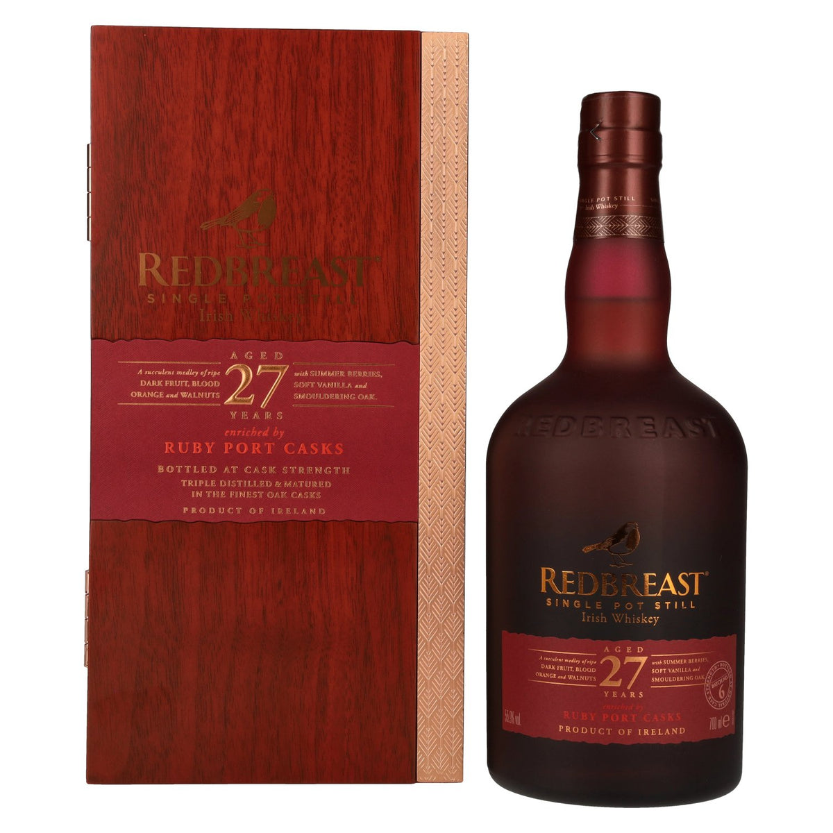 Redbreast 27 Years Old Single Pot Still Irish Whiskey RUBY PORT CASK 55.9% Vol. 0.7l in wooden box