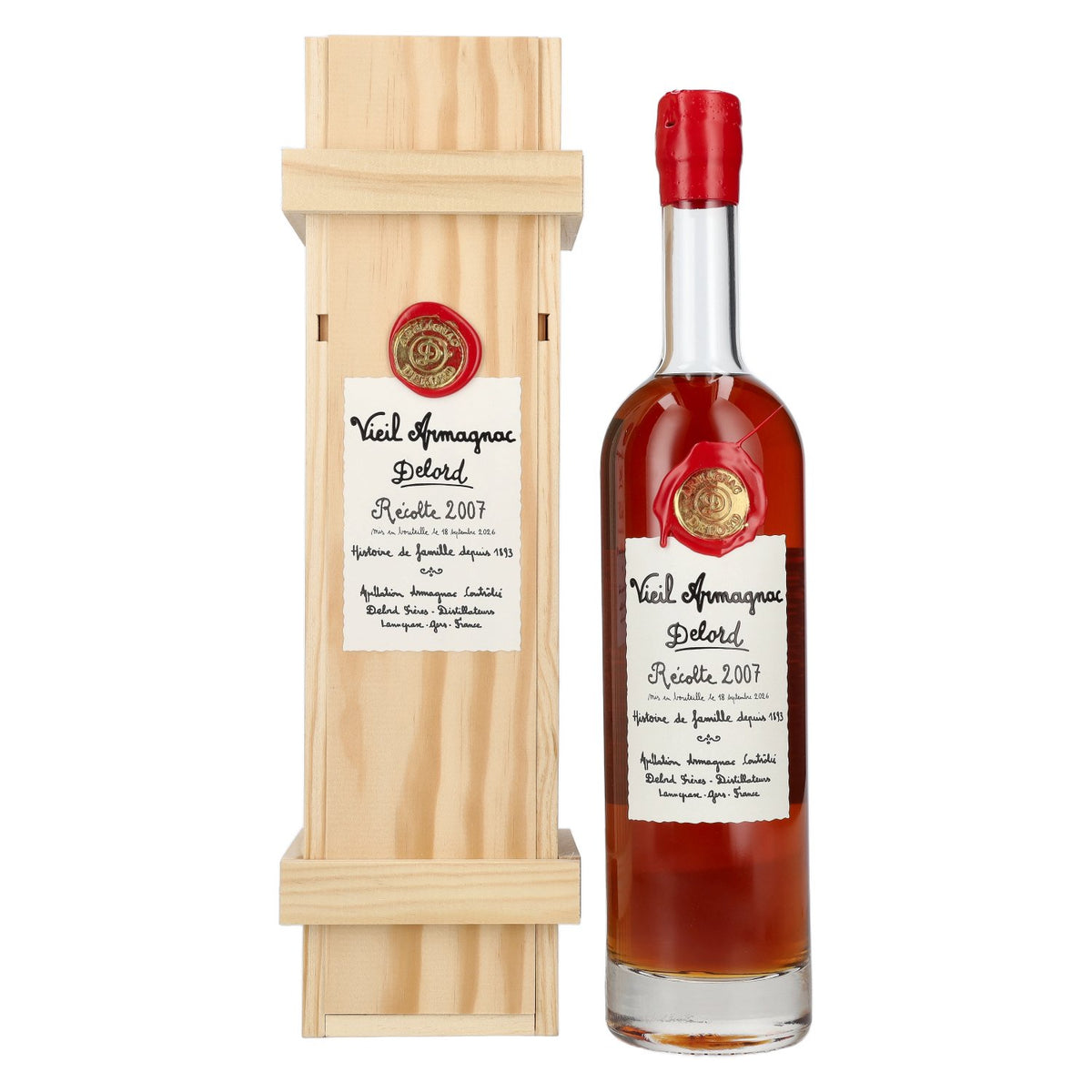 Armagnac Delord Vintage, 2007 Harvest, 40% vol., 0.7 l, in a wooden box