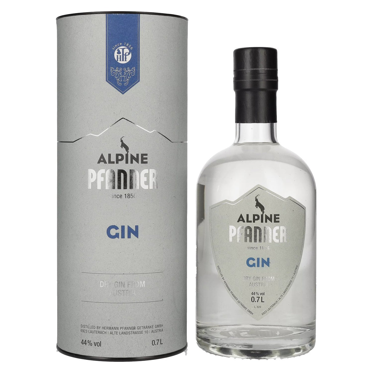 Pfanner Alpine Dry Gin 44% ABV, 0.7 litres, in a gift box
