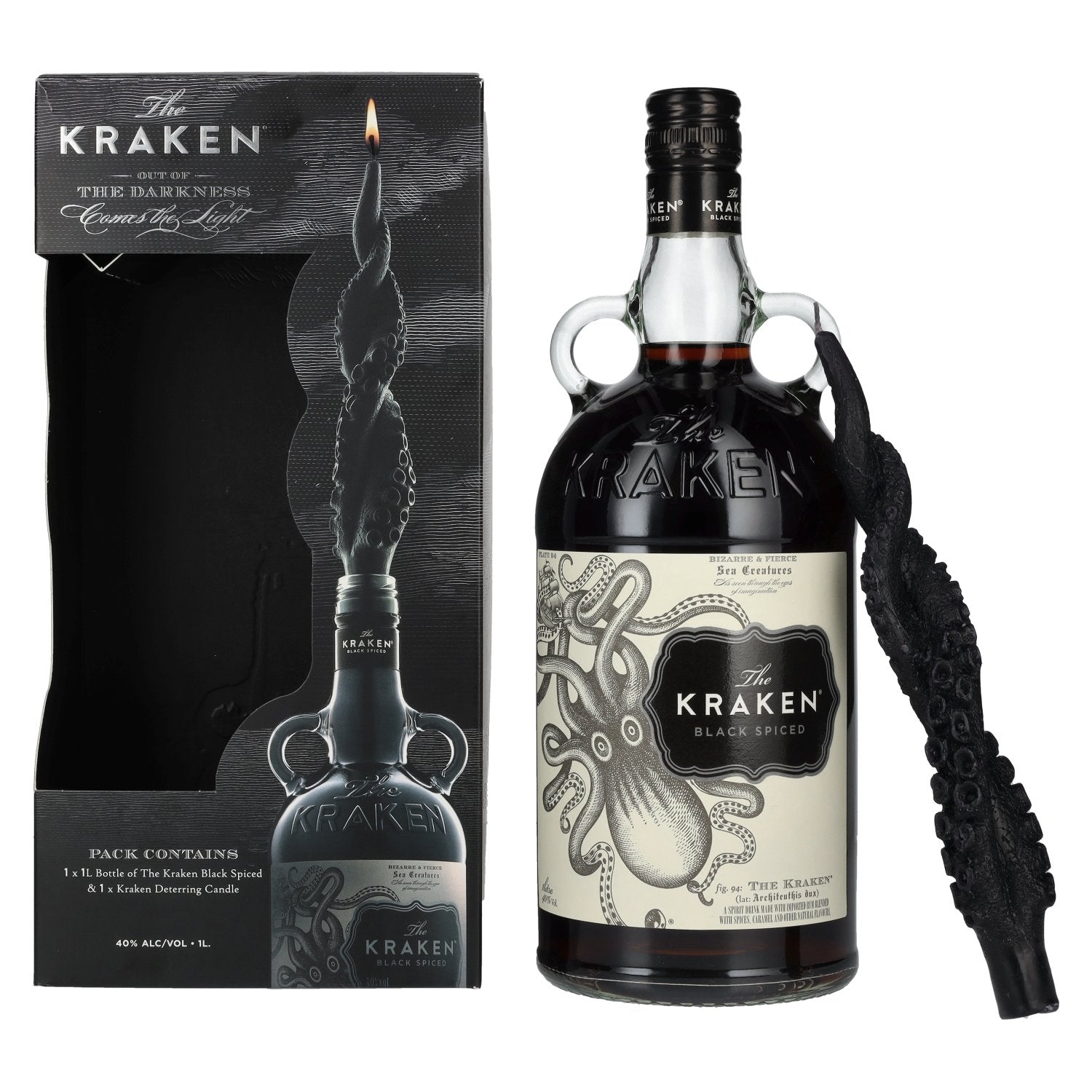 The Kraken Black Spiced 40% Vol. 1l in Geschenkbox mit Kerze