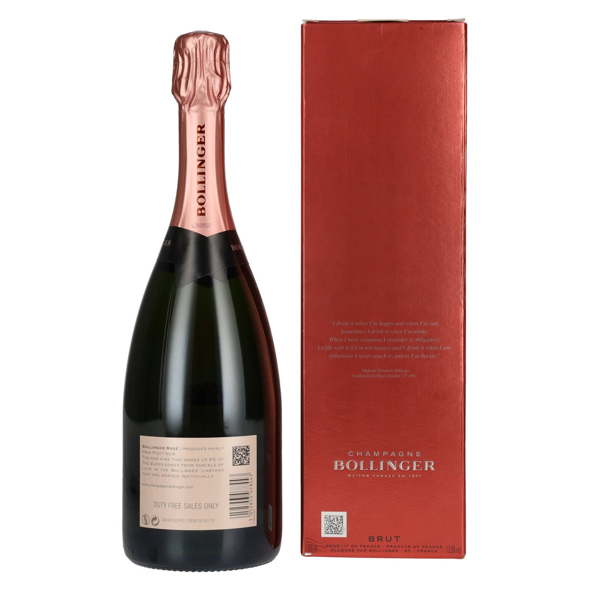 Champagne Bollinger ROSÉ Brut 12.5% ABV 0.75l in a gift box