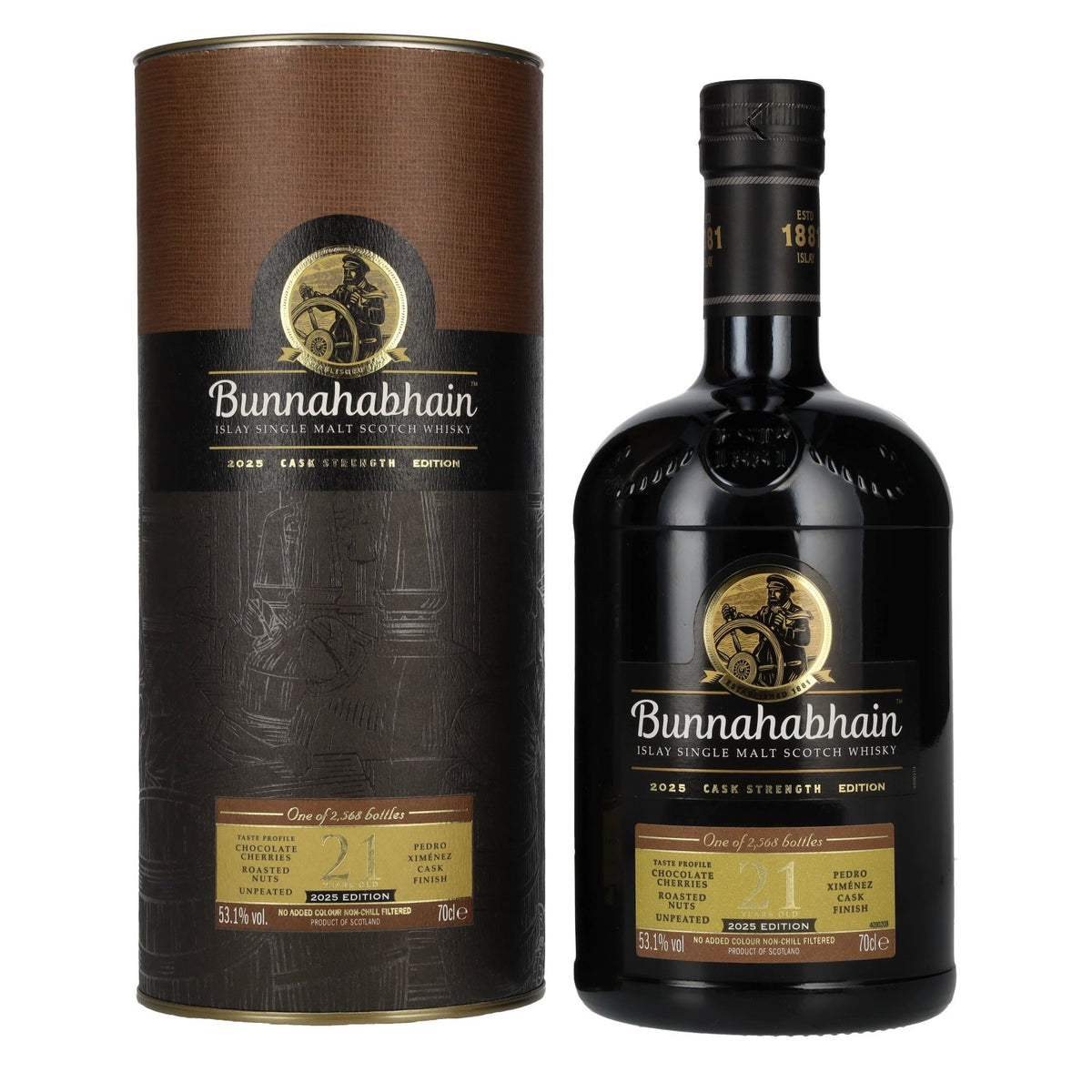 Bunnahabhain 21 Years Old Islay Single Malt Cask Strength Edition 2025 53.1% Vol. 0.7L in Gift Box