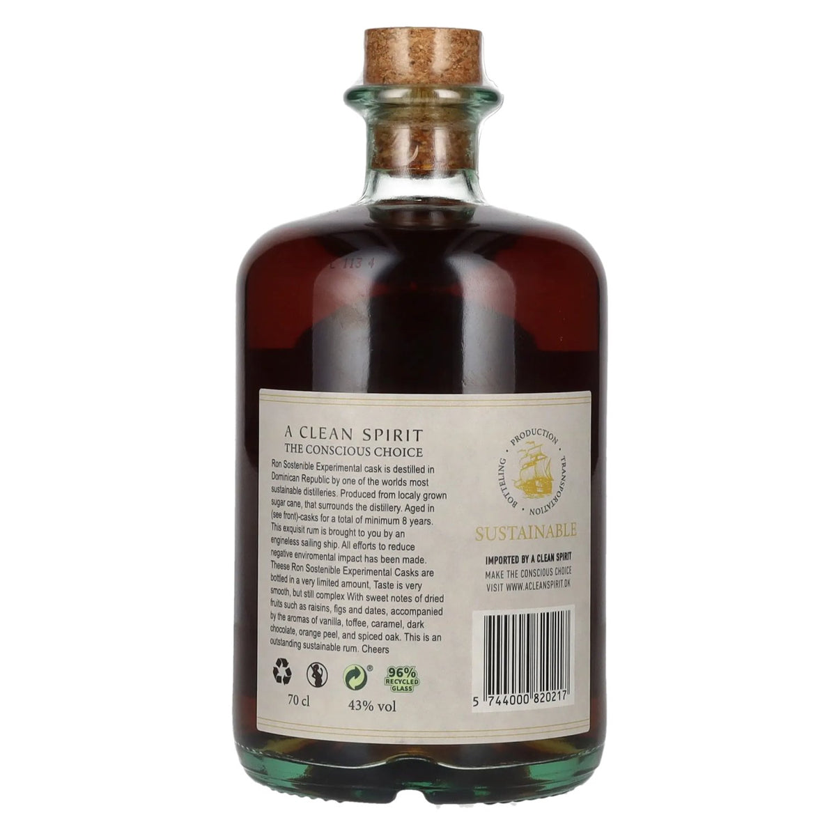 Ron Sostenible 8 Years Old Experimental Rioja Cask 43% vol. 0.7 l