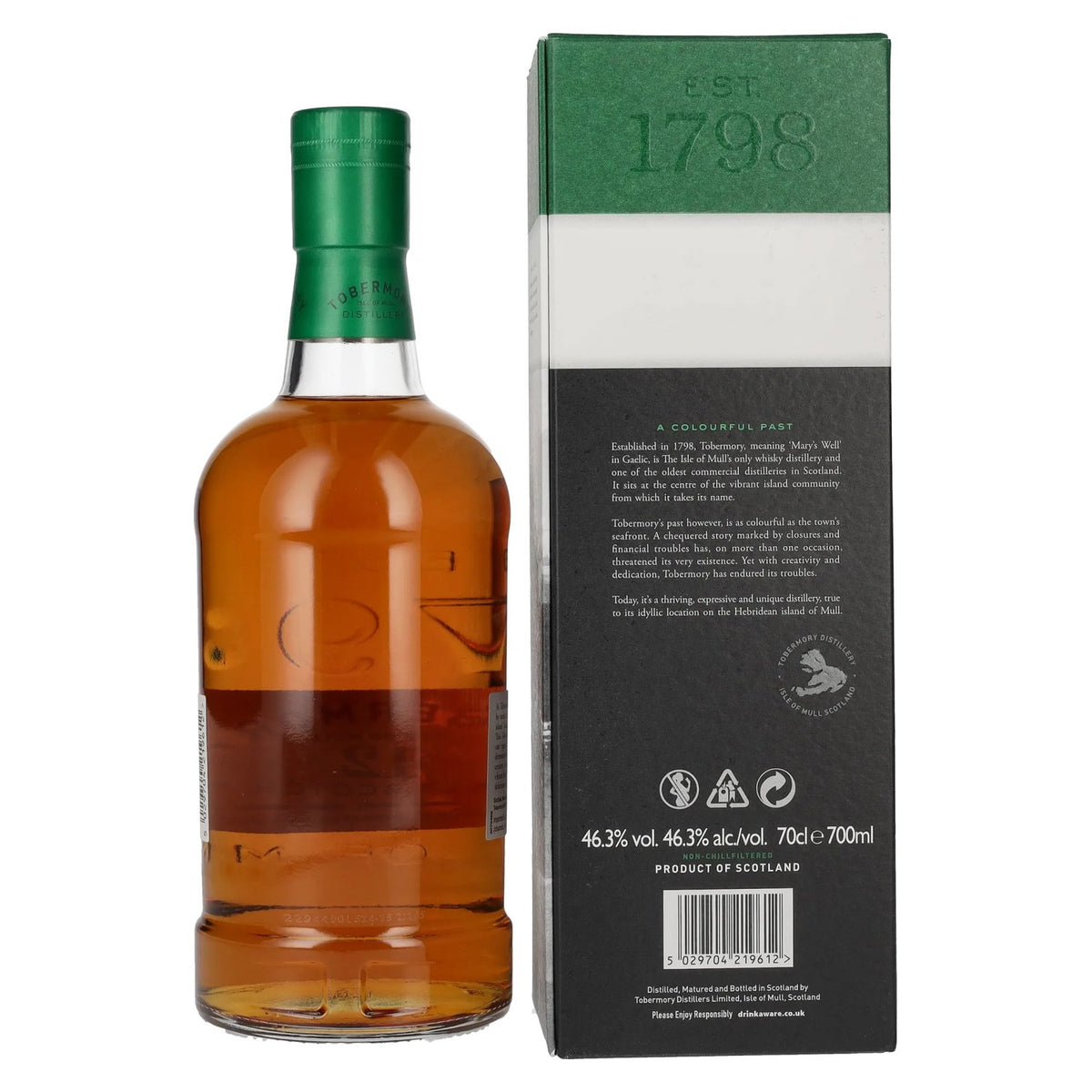 Tobermory 12-Year-Old Single Malt Scotch Whisky 46.3% ABV, 0.7 litres, in a gift box