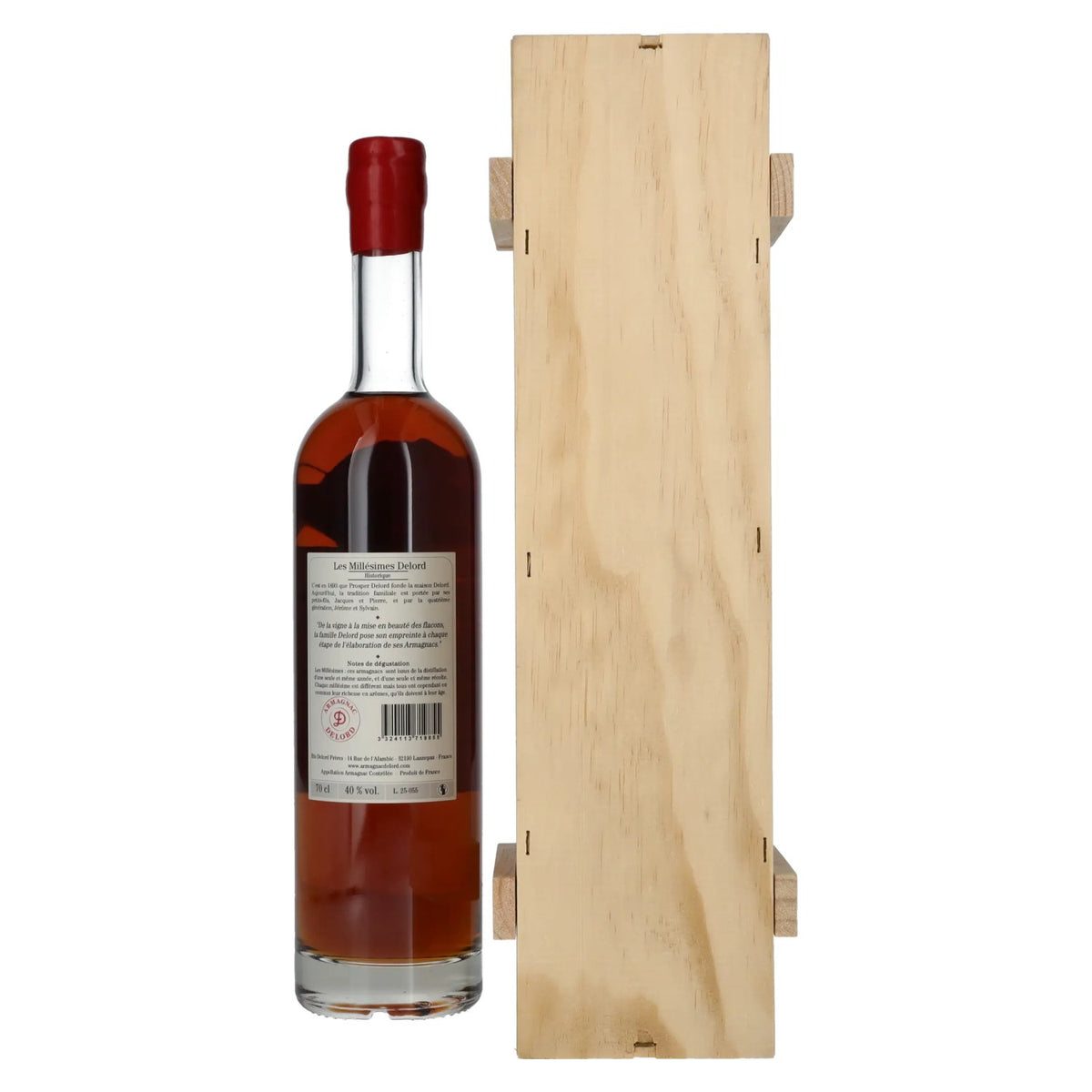 Armagnac Delord Vintage, 1985 Harvest, 40% vol., 0.7 litres, in a wooden box