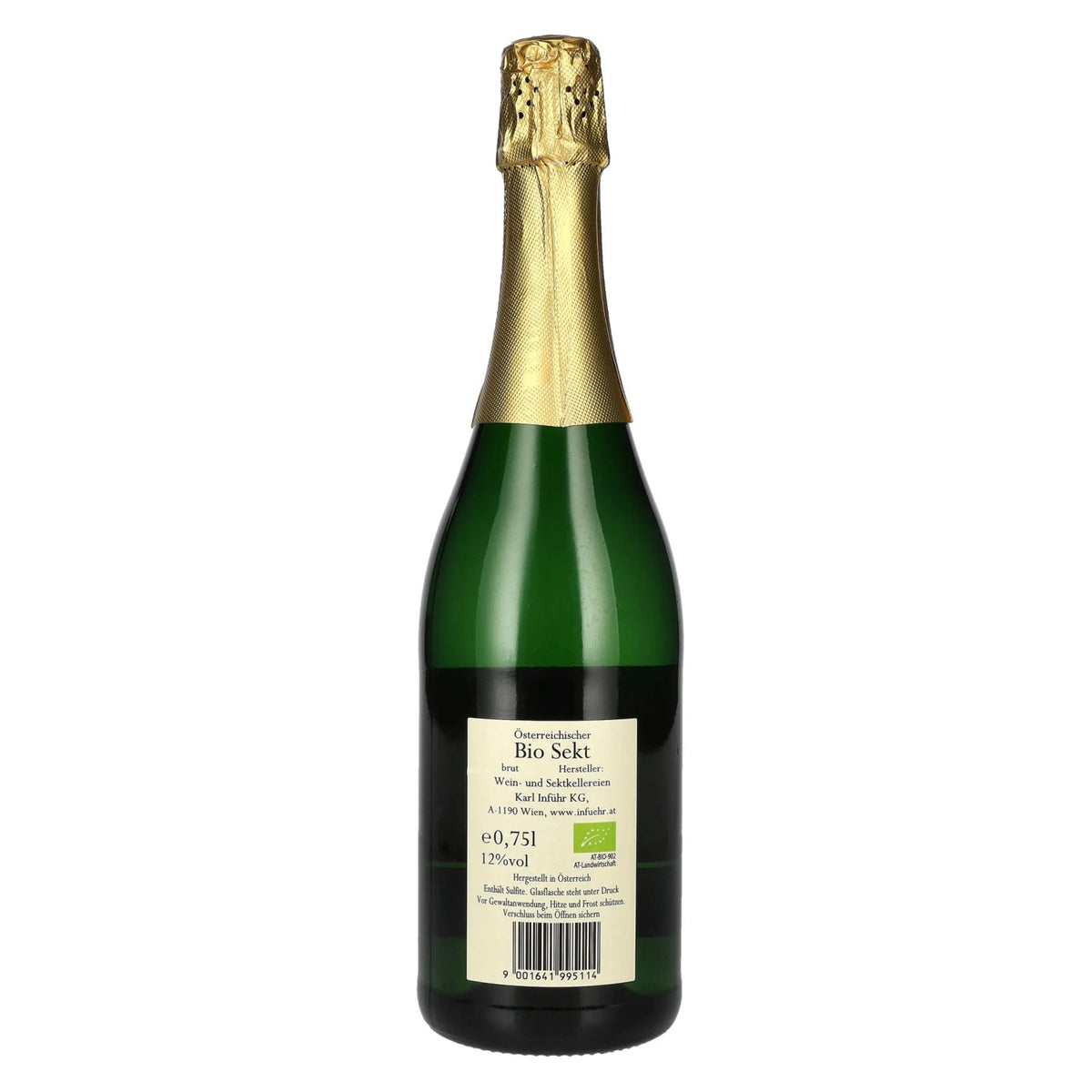 Organic sparkling wine, 12% ABV, 0.75 l