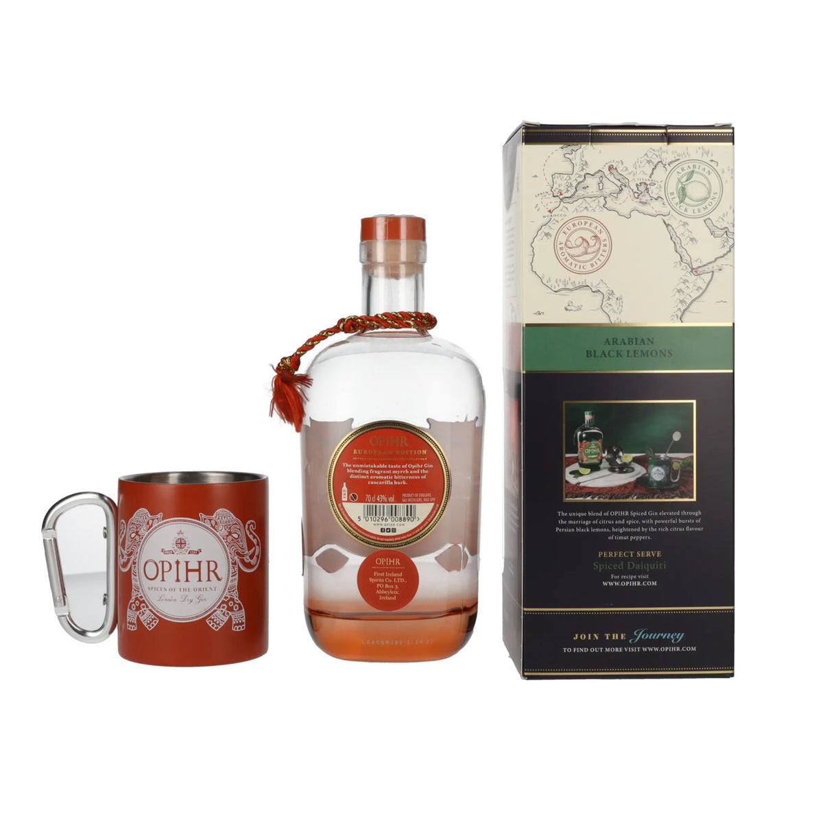 Opihr London Dry Gin EUROPEAN EDITION 43% Vol. 0.7L in gift box with travel mug