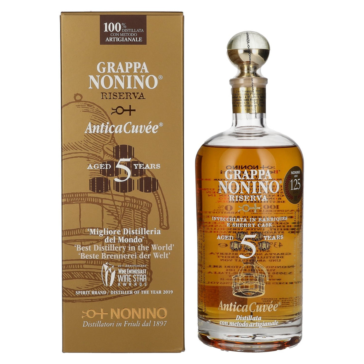 Nonino Grappa Riserva Antica Cuvée 5 Years Old 43% Vol. 0,7l in Geschenkbox