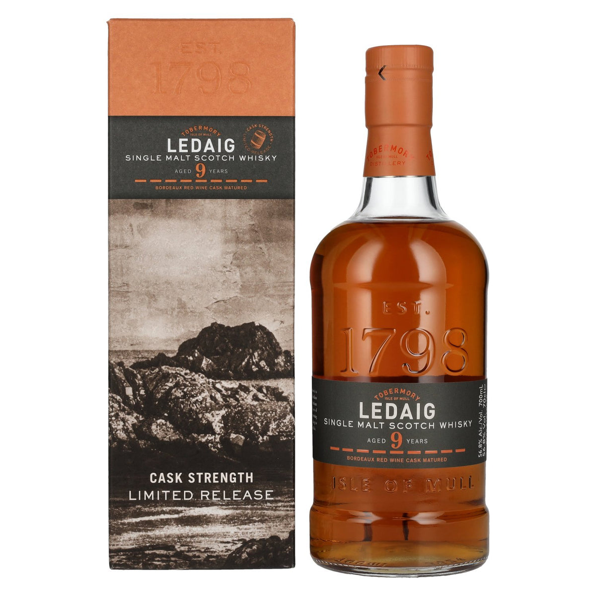 Ledaig 9 Years Old Bordeaux Red Wine Cask Strength Limited Release 2012 56.8% Vol. 0.7L in Gift Box