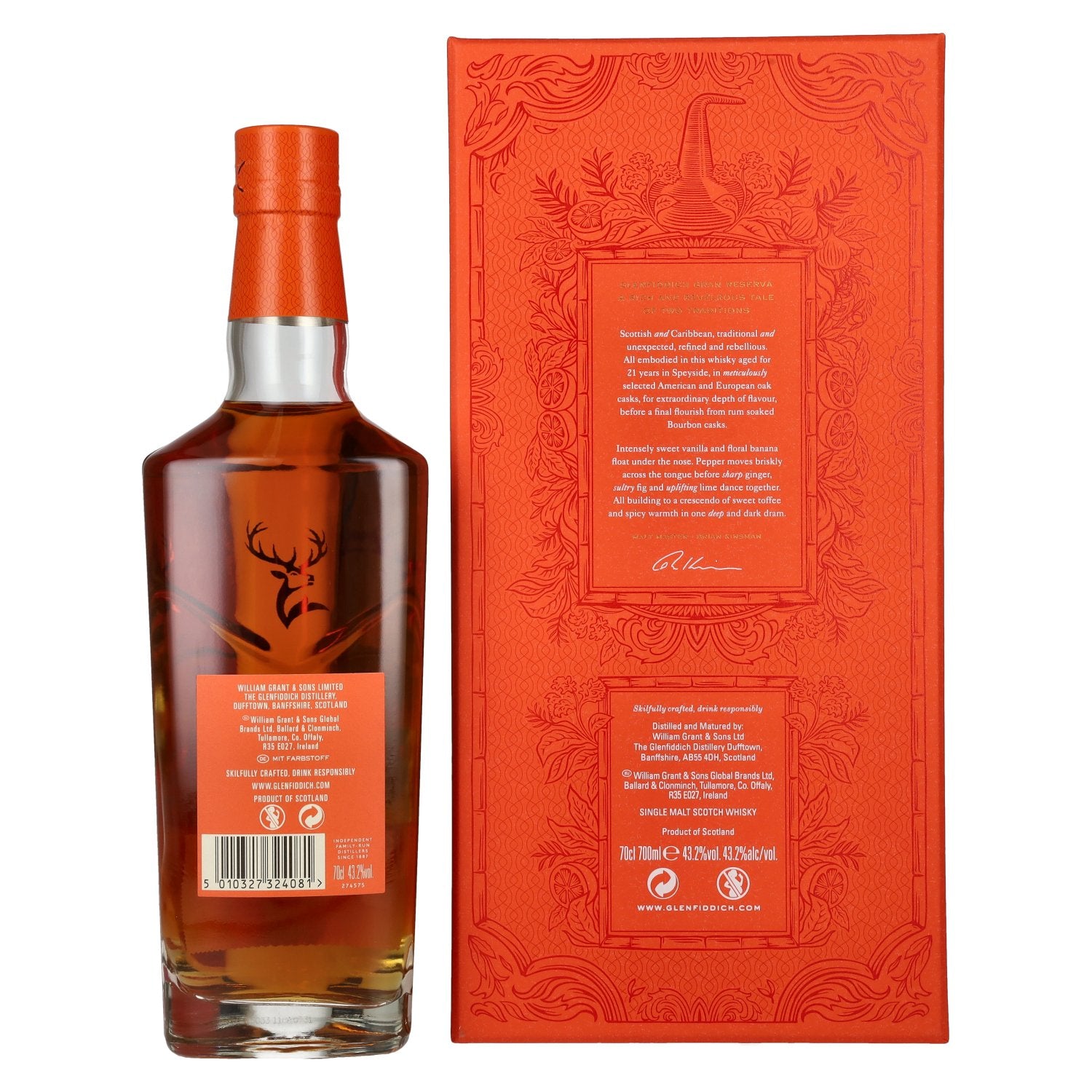 Glenfiddich 21 Years Old GRAN RESERVA Rum Cask Finish 43.2% Vol. 0.7l in Gift Box