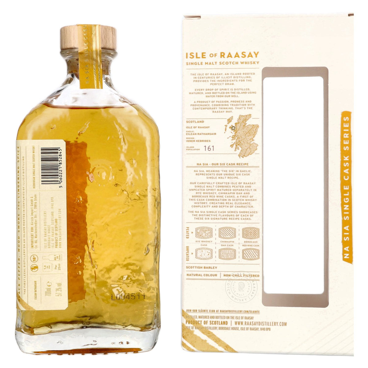 Isle of Raasay 7-Year-Old Peated Rye Whisky Single Cask #18/839 57.3% vol. 0.7 l in a gift box