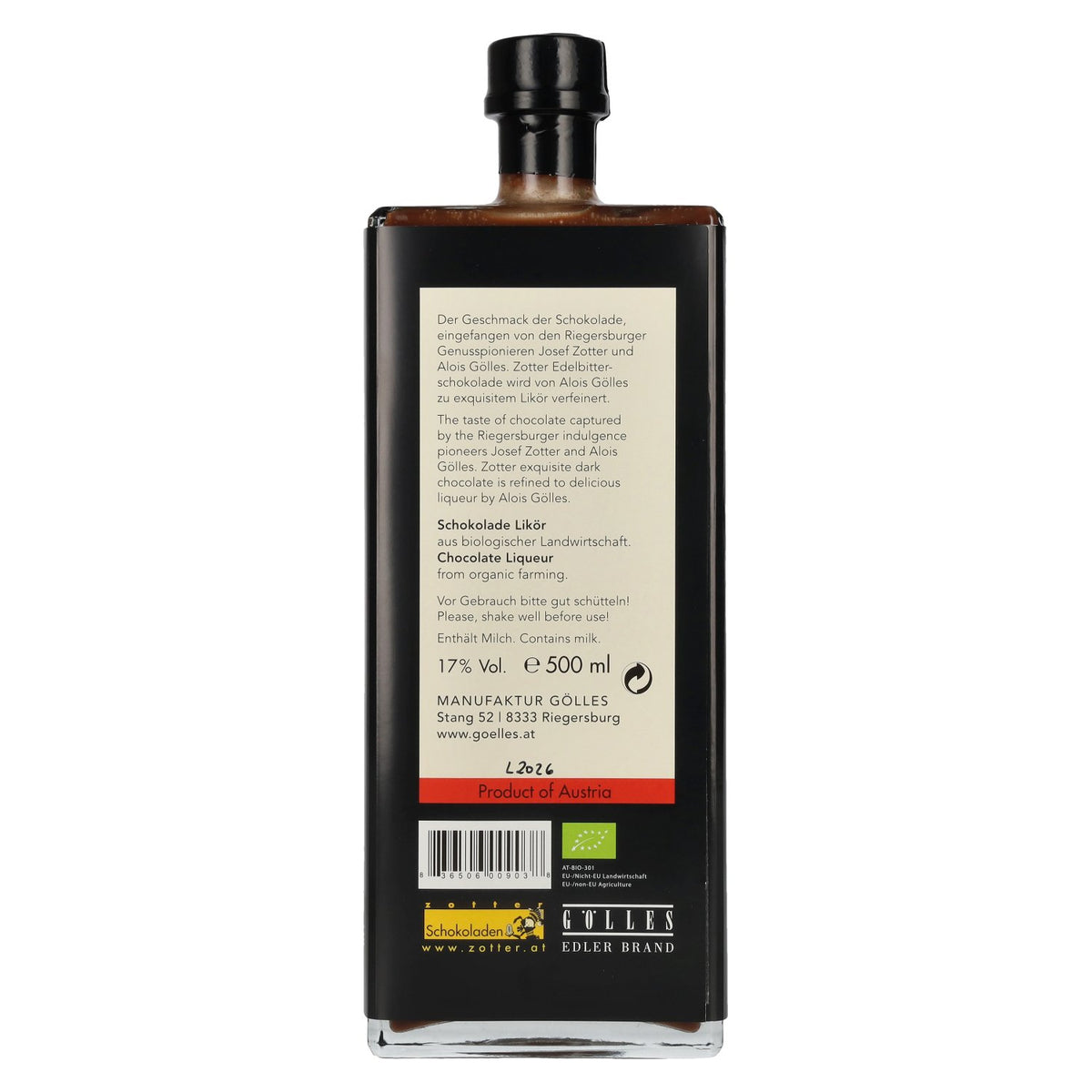 Zotter Chocolate Liqueur 17% Vol. 0.5L