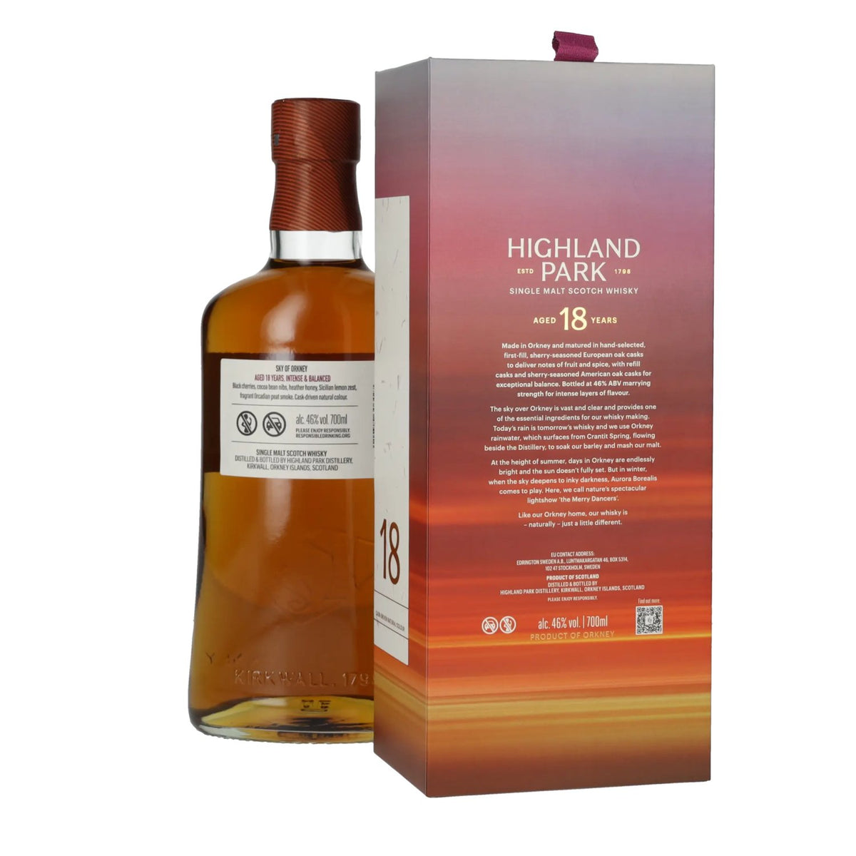 Highland Park 18 Years Old SKY OF ORKNEY Single Malt Scotch Whisky 46% ABV 0.7l in a gift box
