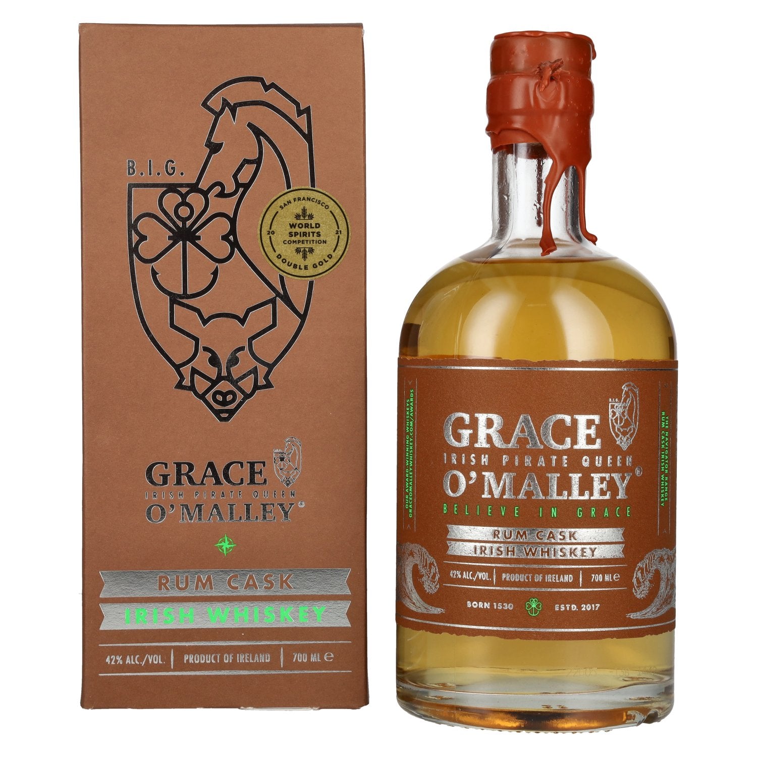 Grace O' Malley Irish Pirate Queen Whiskey Rum Cask 42% Vol. 0,7l in Geschenkbox