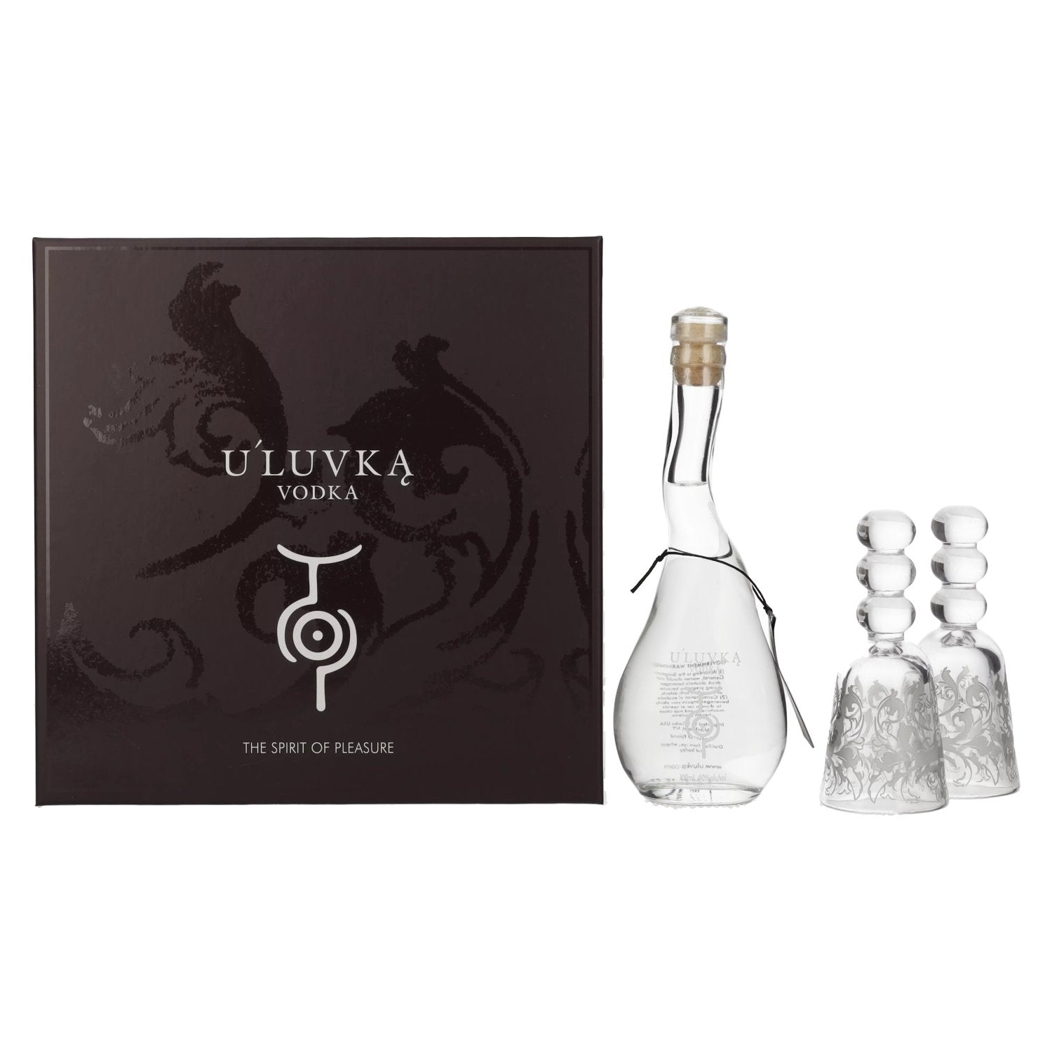 U'Luvka Vodka 40% Vol. 0.1L in gift box with 2 glasses