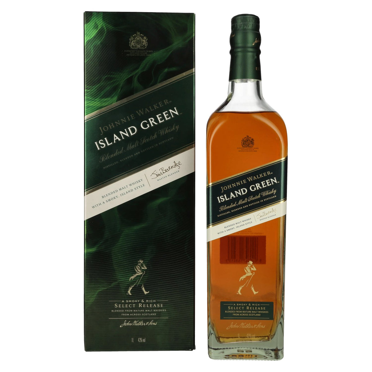 Johnnie Walker ISLAND GREEN Blended Malt Scotch Whisky Select Release 43% Vol. 1L in Gift Box