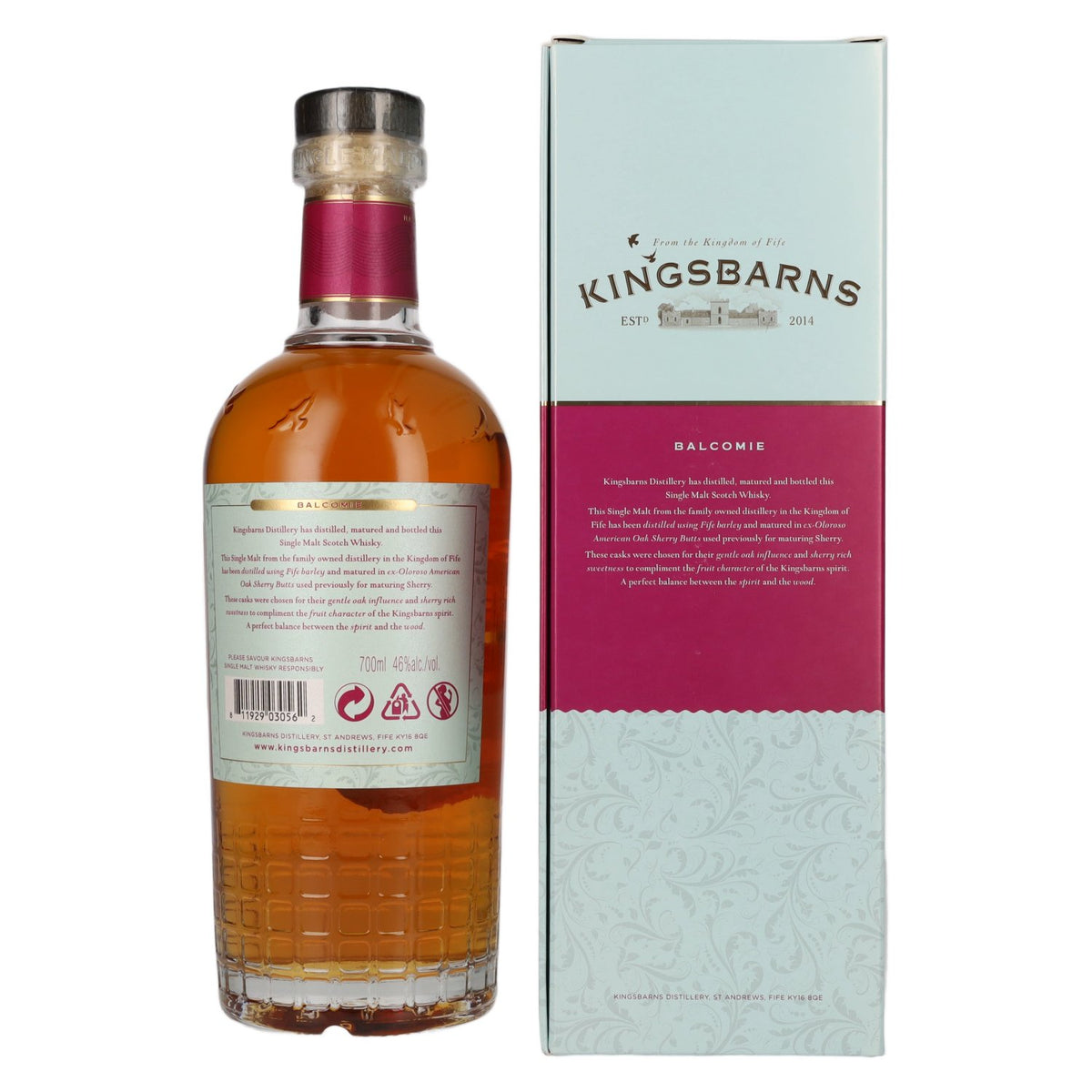 Kingsbarns BALCOMIE Lowland Single Malt Scotch Whisky 46% vol. 0.7 l in a gift box