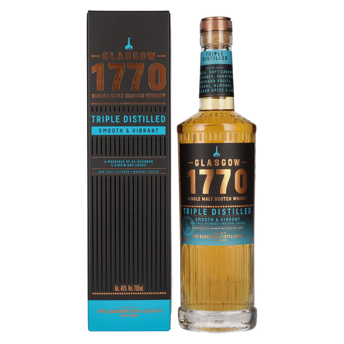 Glasgow 1770 TRIPLE DISTILLED Smooth & Vibrant 46% Vol. 0.7l in gift box