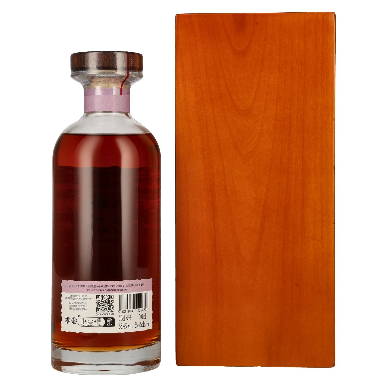 Edradour 25 Years Old 200th Anniversary 1st Fill Bordeaux Cask Highland Single Malt 55,4% Vol. 0,7l in Holzkiste