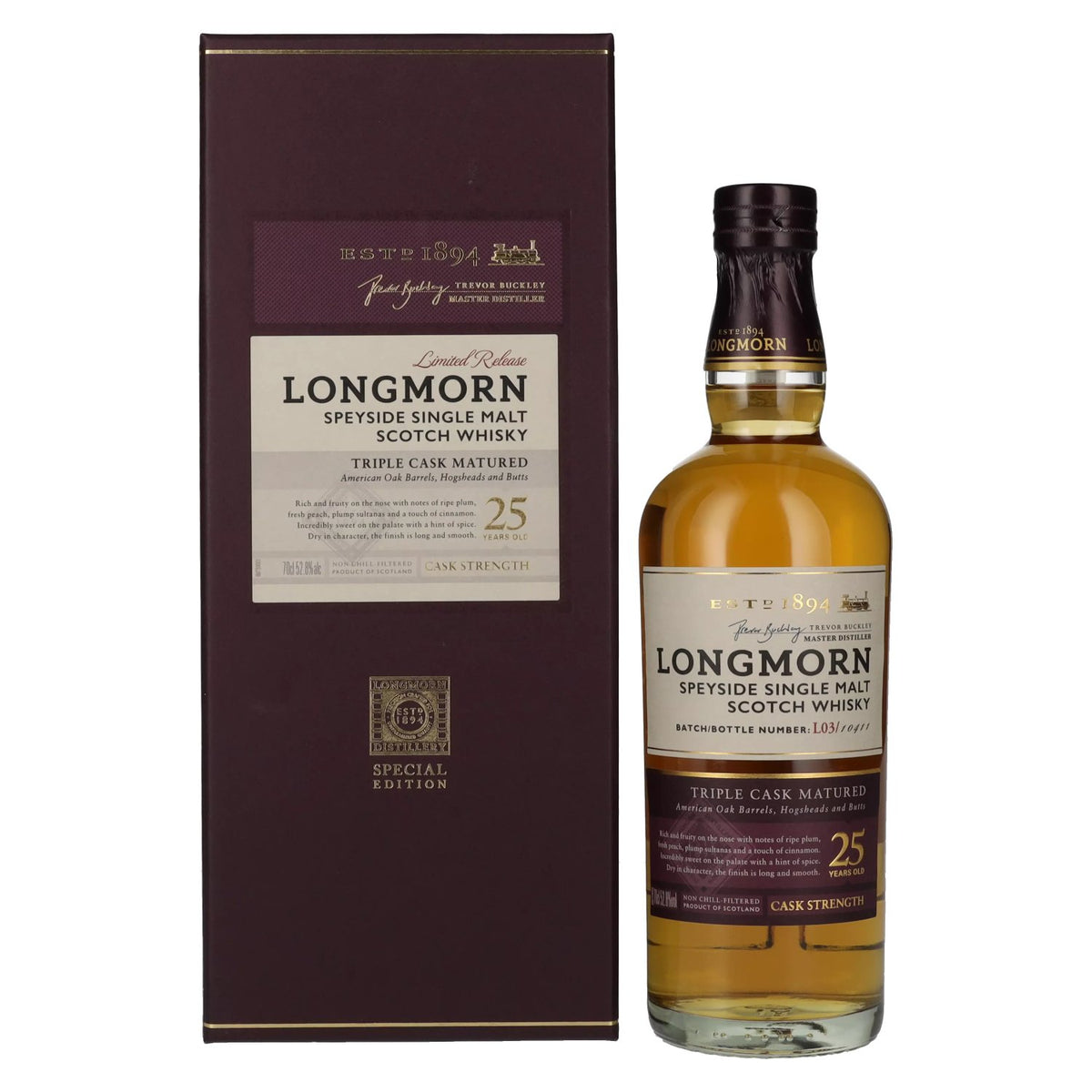 Longmorn 25 Years Old Speyside Single Malt Scotch Whisky 52,8% Vol. 0,7l in Geschenkbox