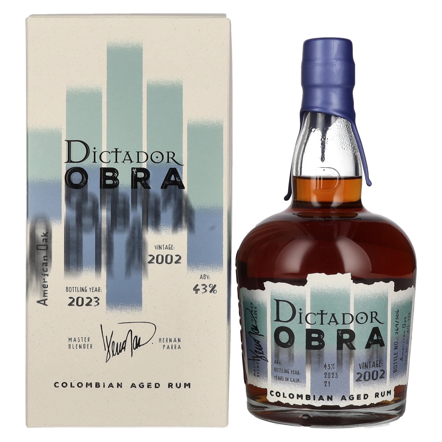 Dictador OBRA VINTAGE 21 Years Old AMERICAN OAK CASK Rum 2002 43% Vol. 0.7l in Gift Box