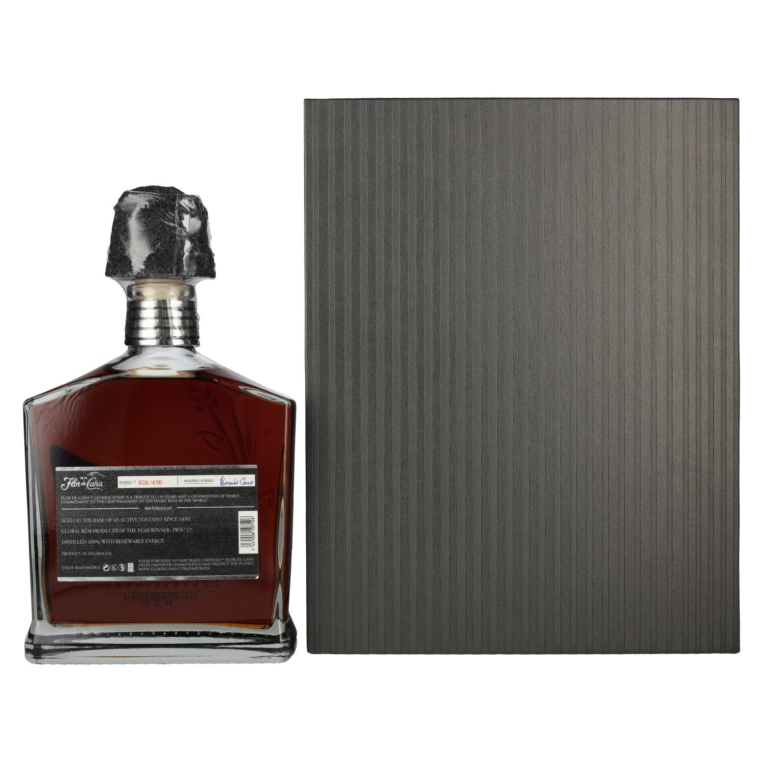 Flor de Caña 30 Years Old V Generaciones Single Barrel 1988 45% Vol. 0,7l in Geschenkbox mit 2 Stielgläsern