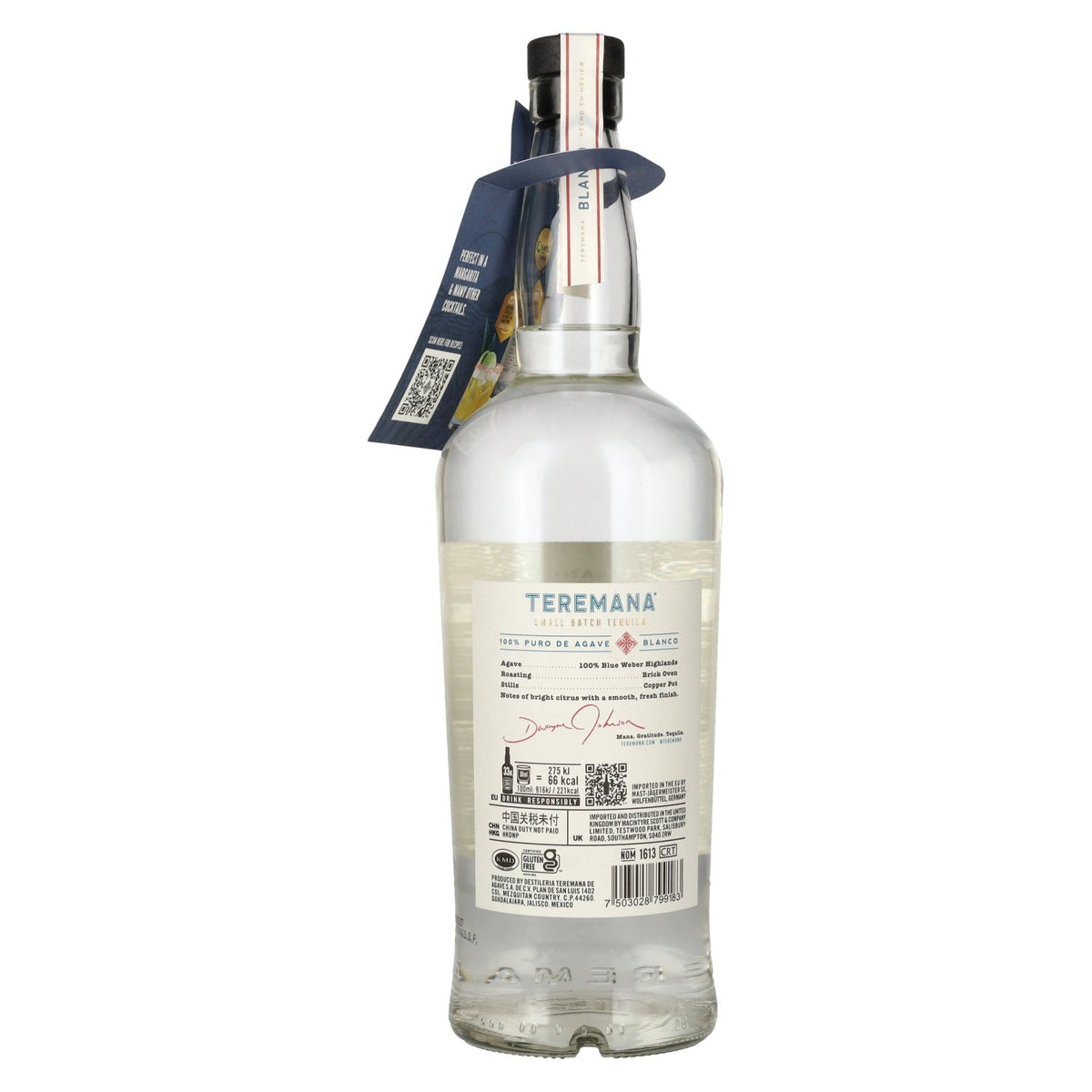 Teremana Tequila Blanco 100% Puro de Agave Small Batch 40% vol. 1 litre