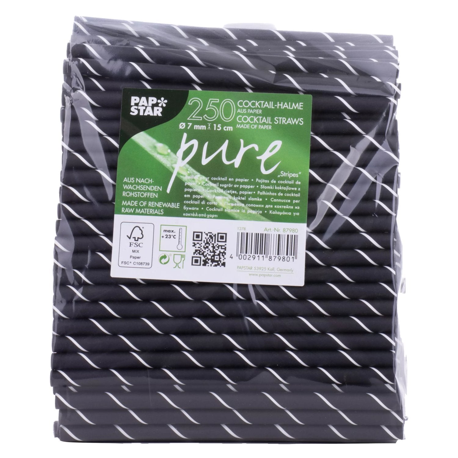Paper Straws black-white 15 cm 250 pcs
