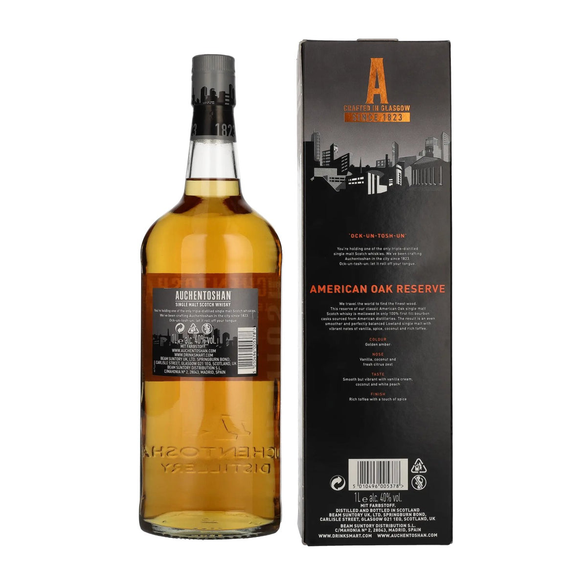Auchentoshan AMERICAN OAK Single Malt Scotch Whisky 40% ABV 1l in a gift box