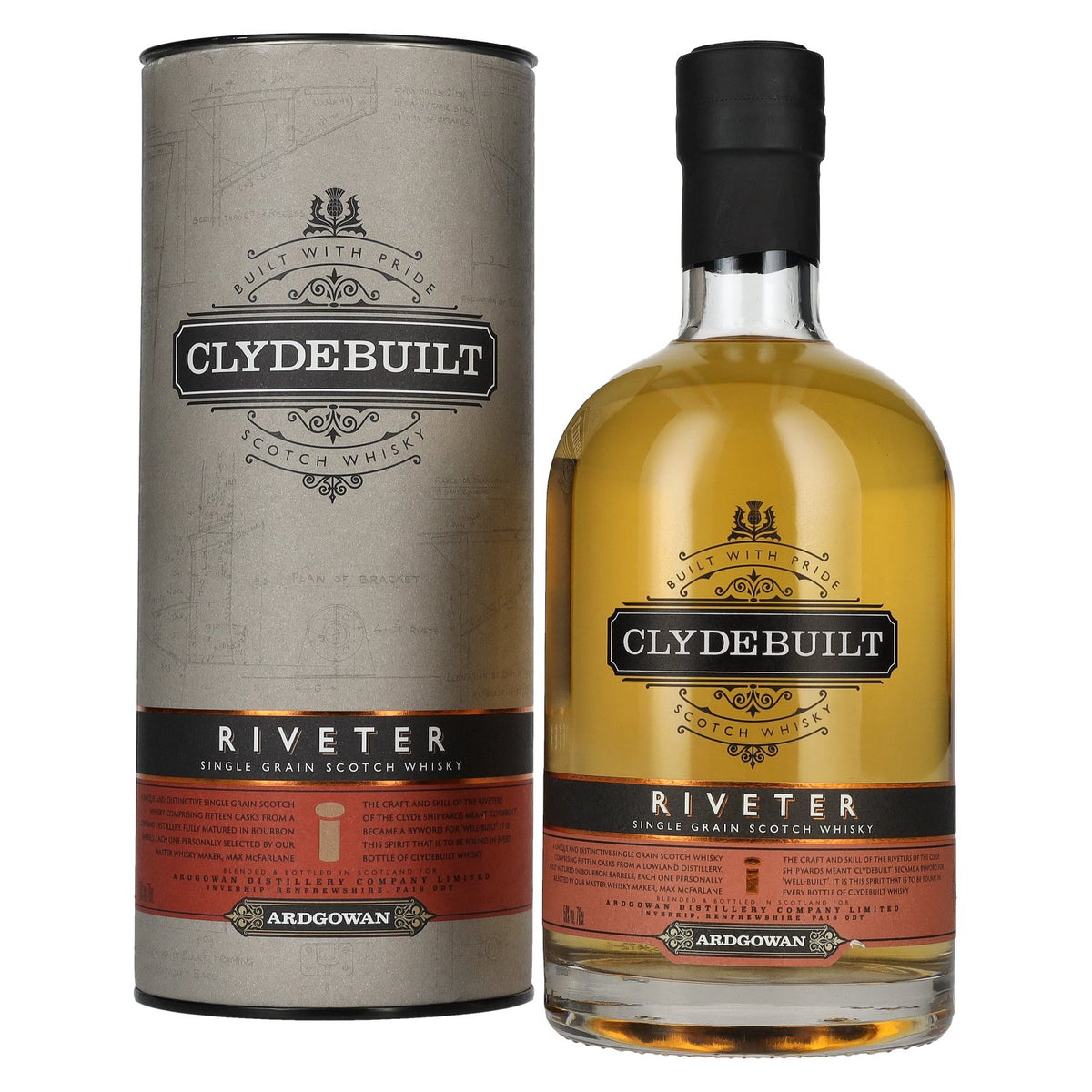 Ardgowan Clydebuilt RIVETER Single Grain Scotch Whisky 50% Vol. 0,7l in Geschenkbox