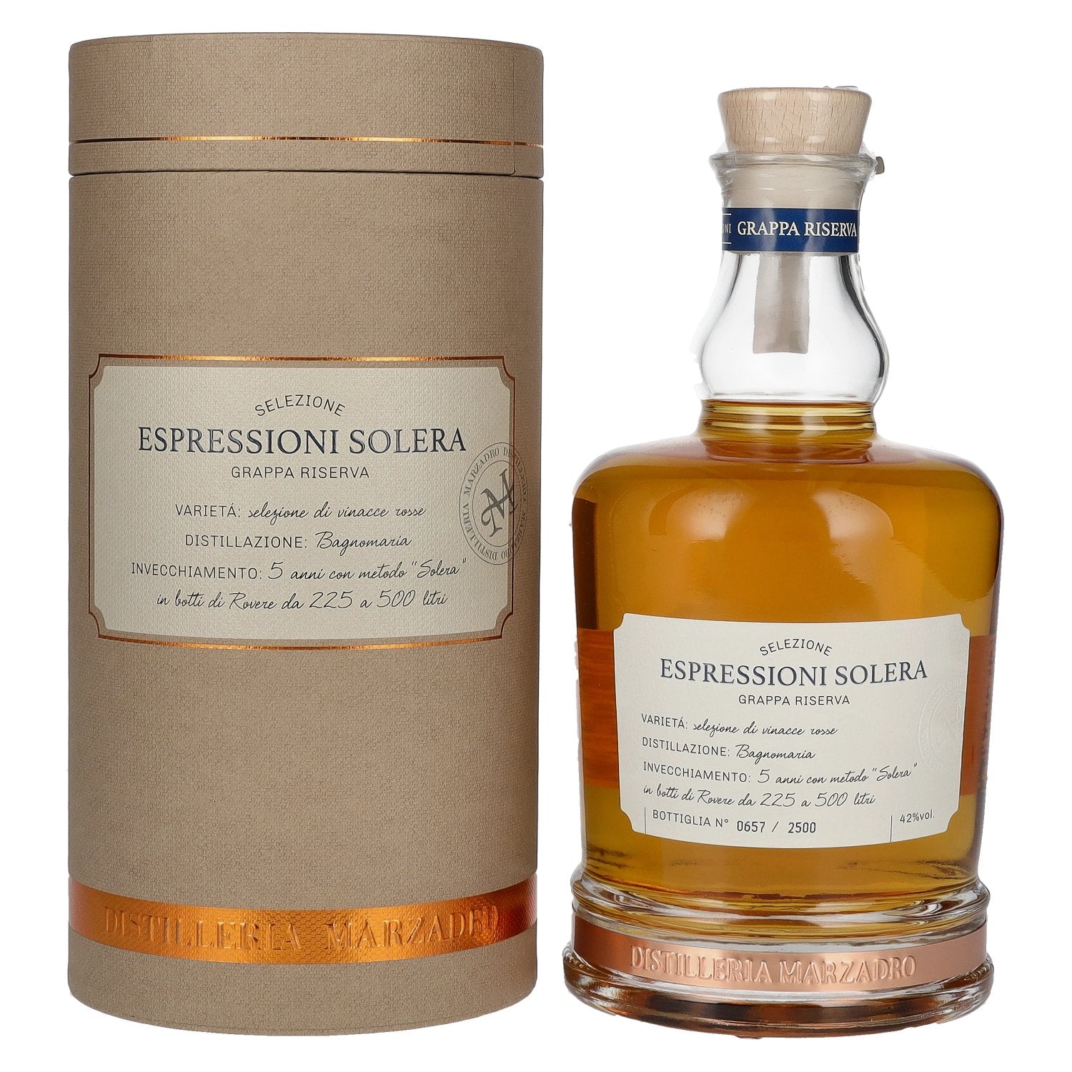 Marzadro ESPRESSIONI SOLERA Grappa 42% Vol. 0,7l in Geschenkbox